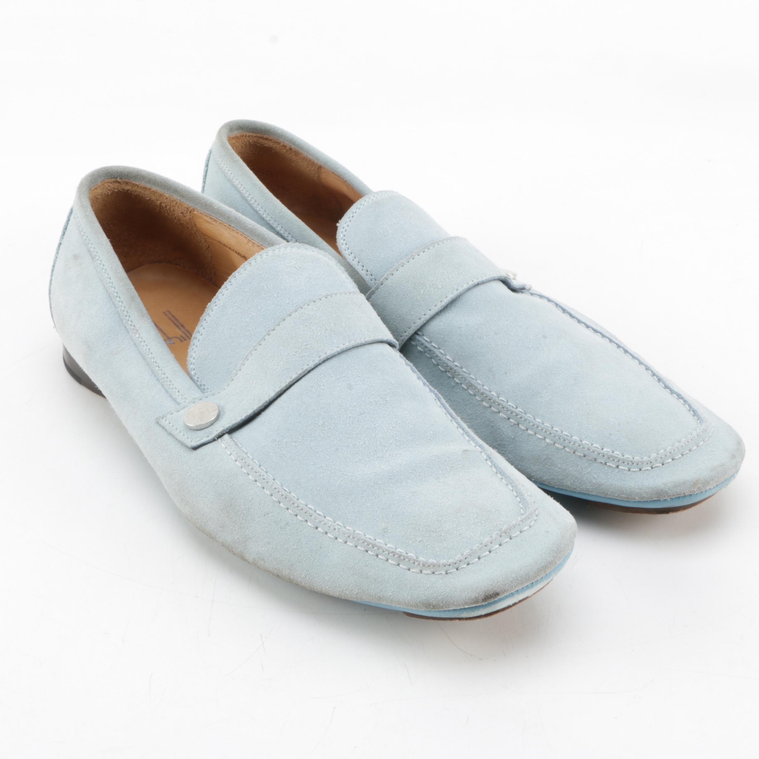 Men's Dunhill Light Blue Suede Driving Shoes