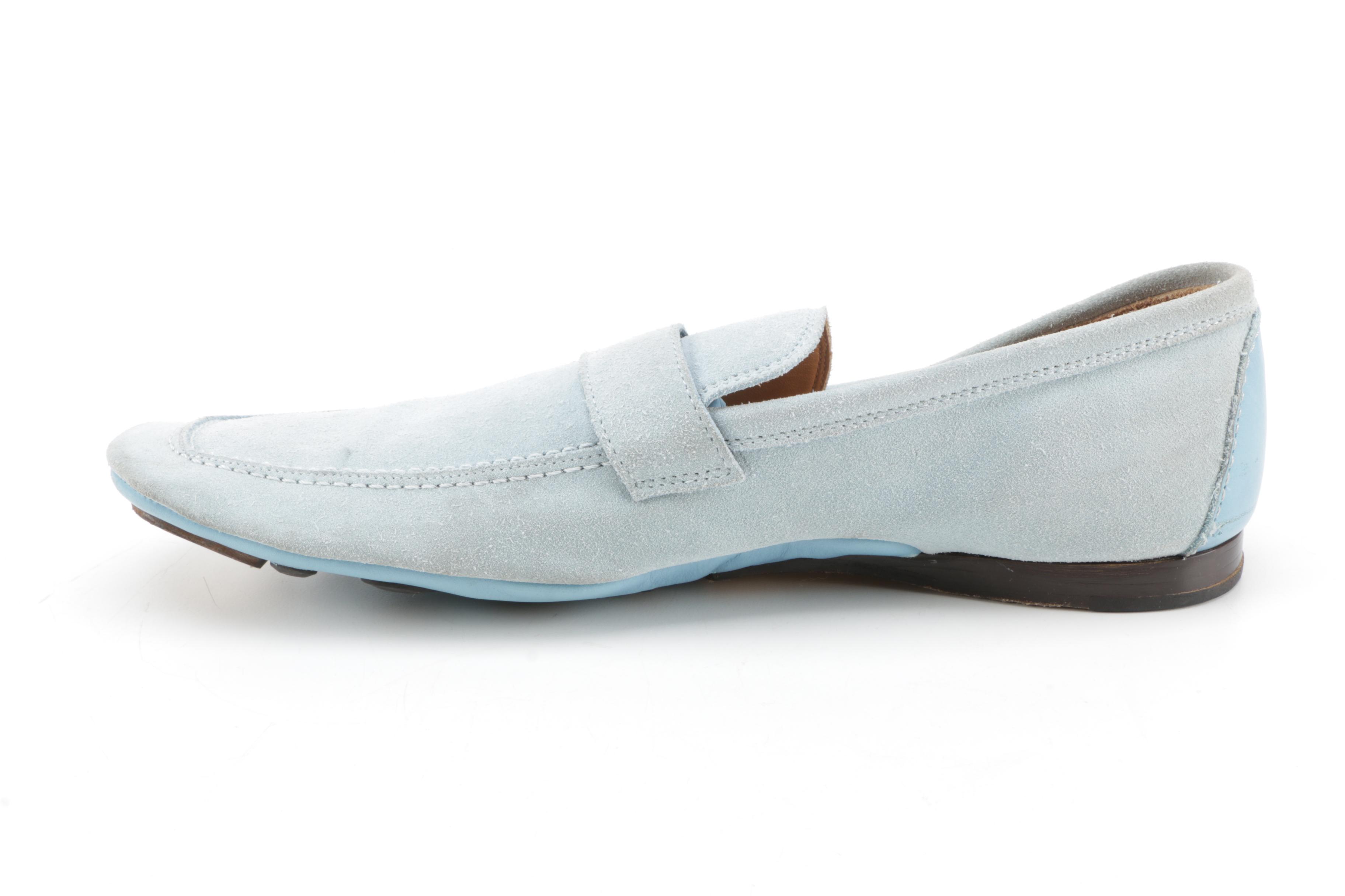 Men's Dunhill Light Blue Suede Driving Shoes
