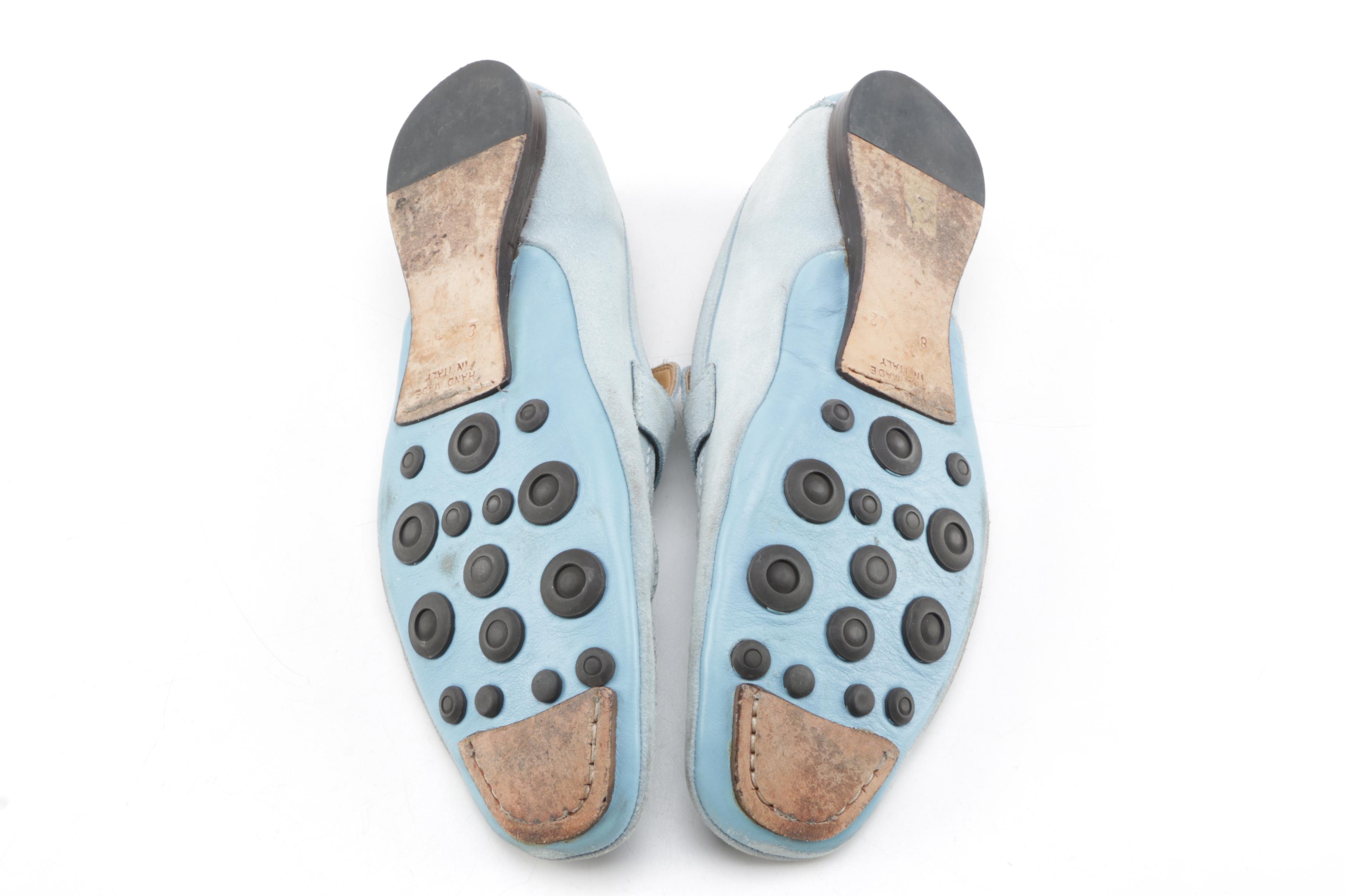 Men's Dunhill Light Blue Suede Driving Shoes