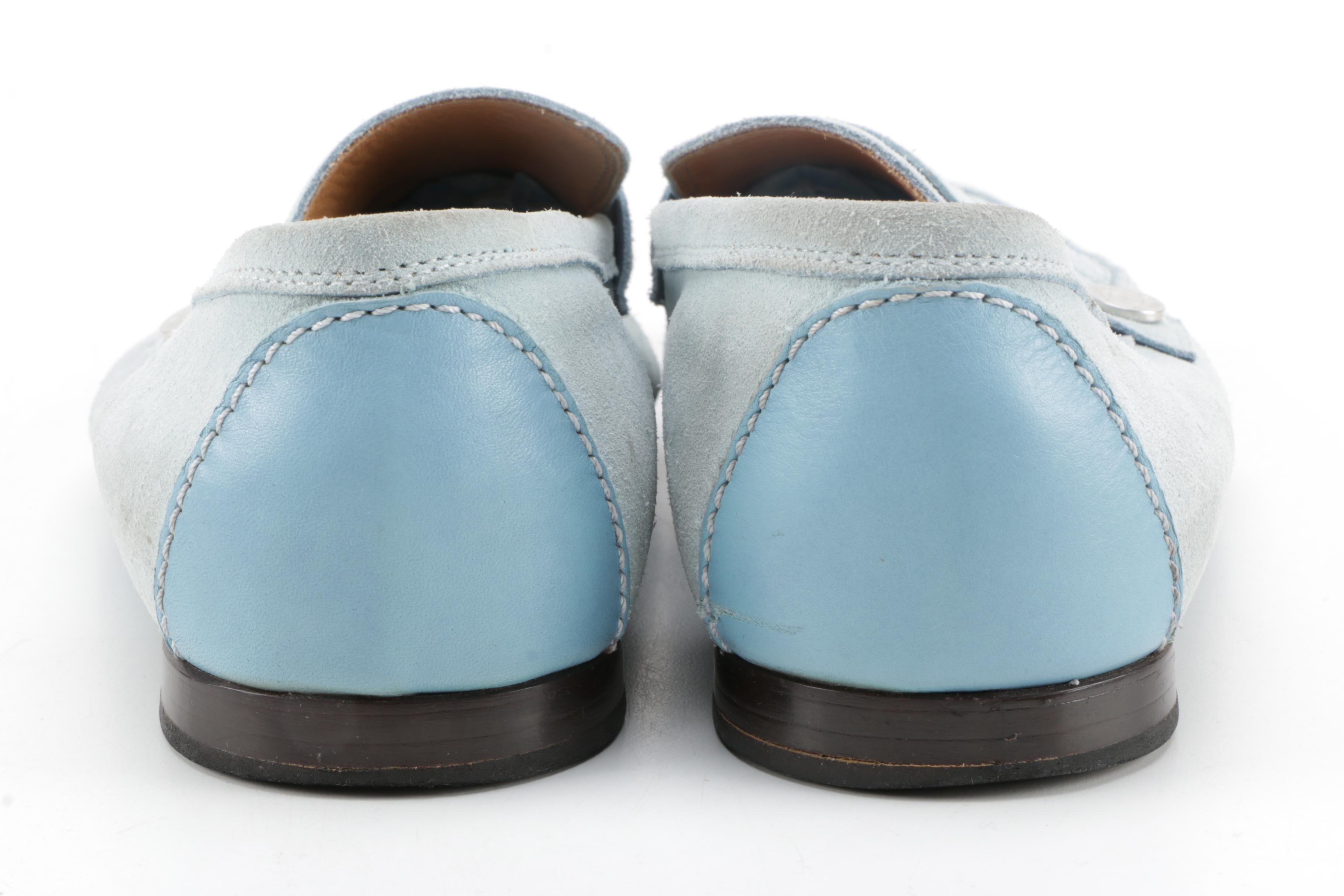 Men's Dunhill Light Blue Suede Driving Shoes