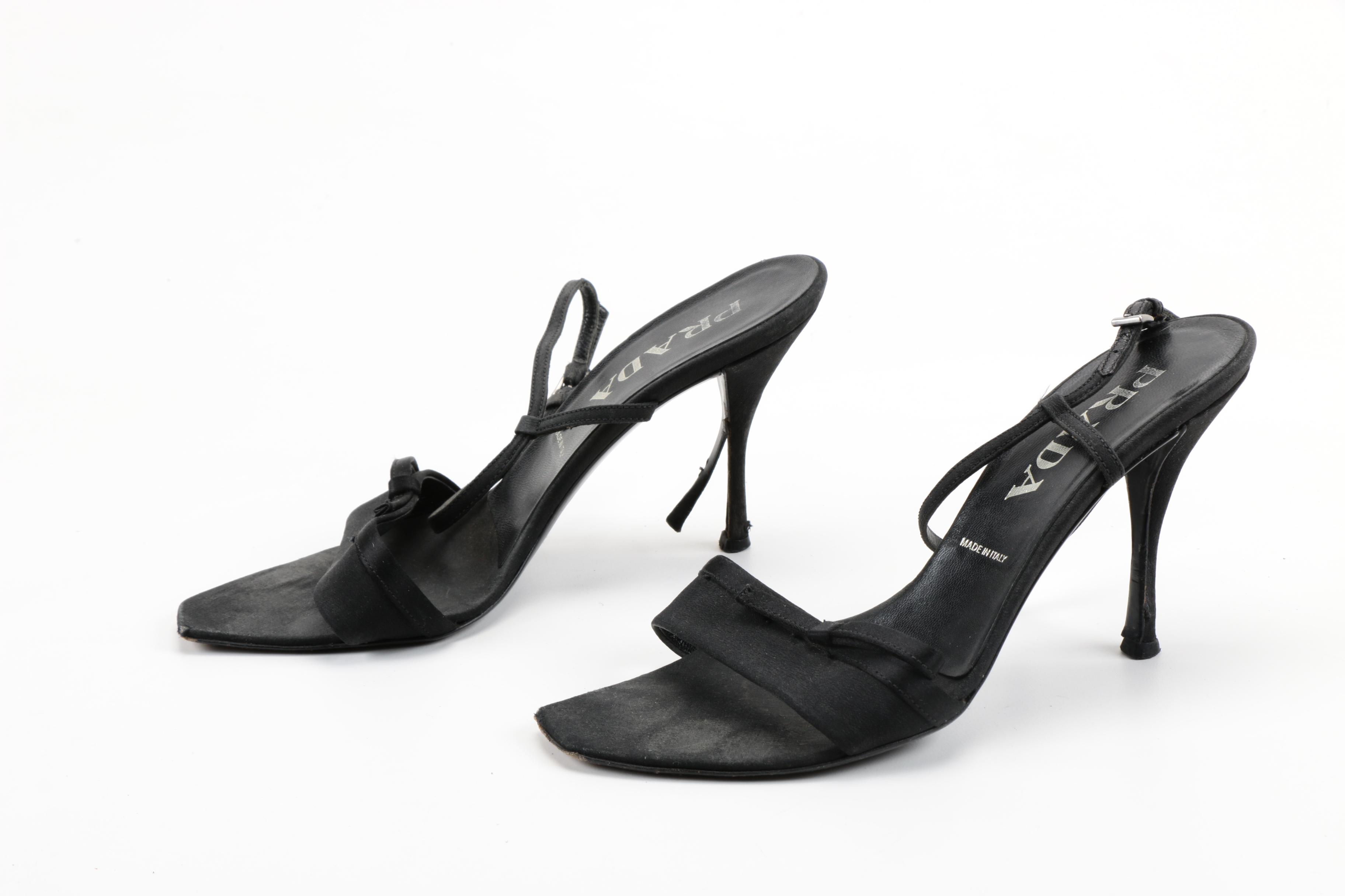 Prada Satin Heeled Sandals