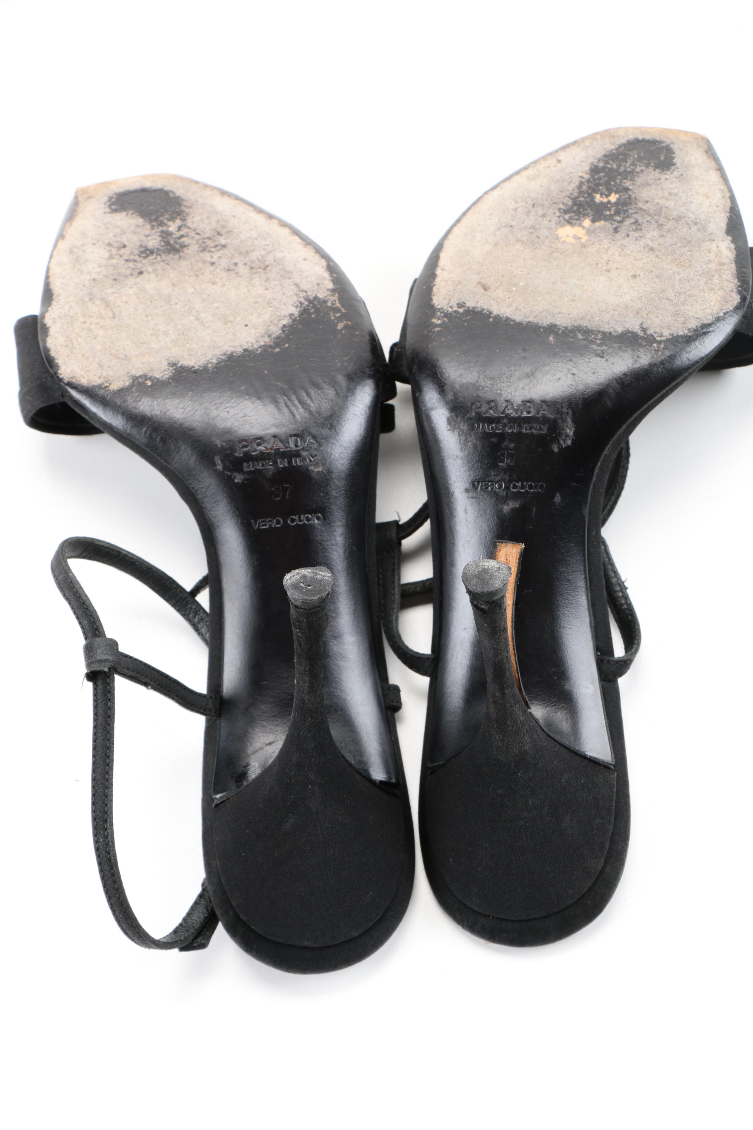 Prada Satin Heeled Sandals