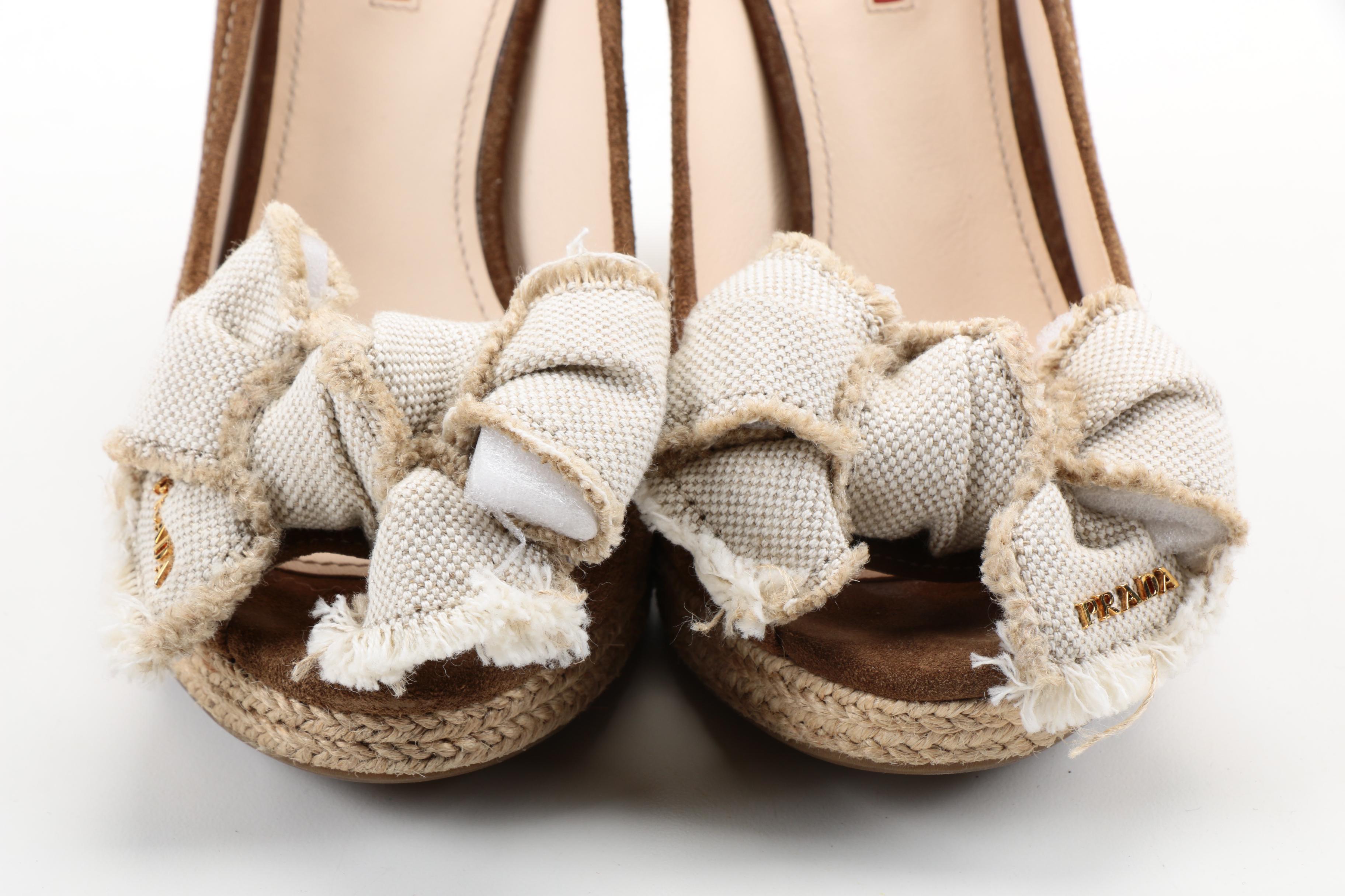 Prada Suede Espadrille Wedges