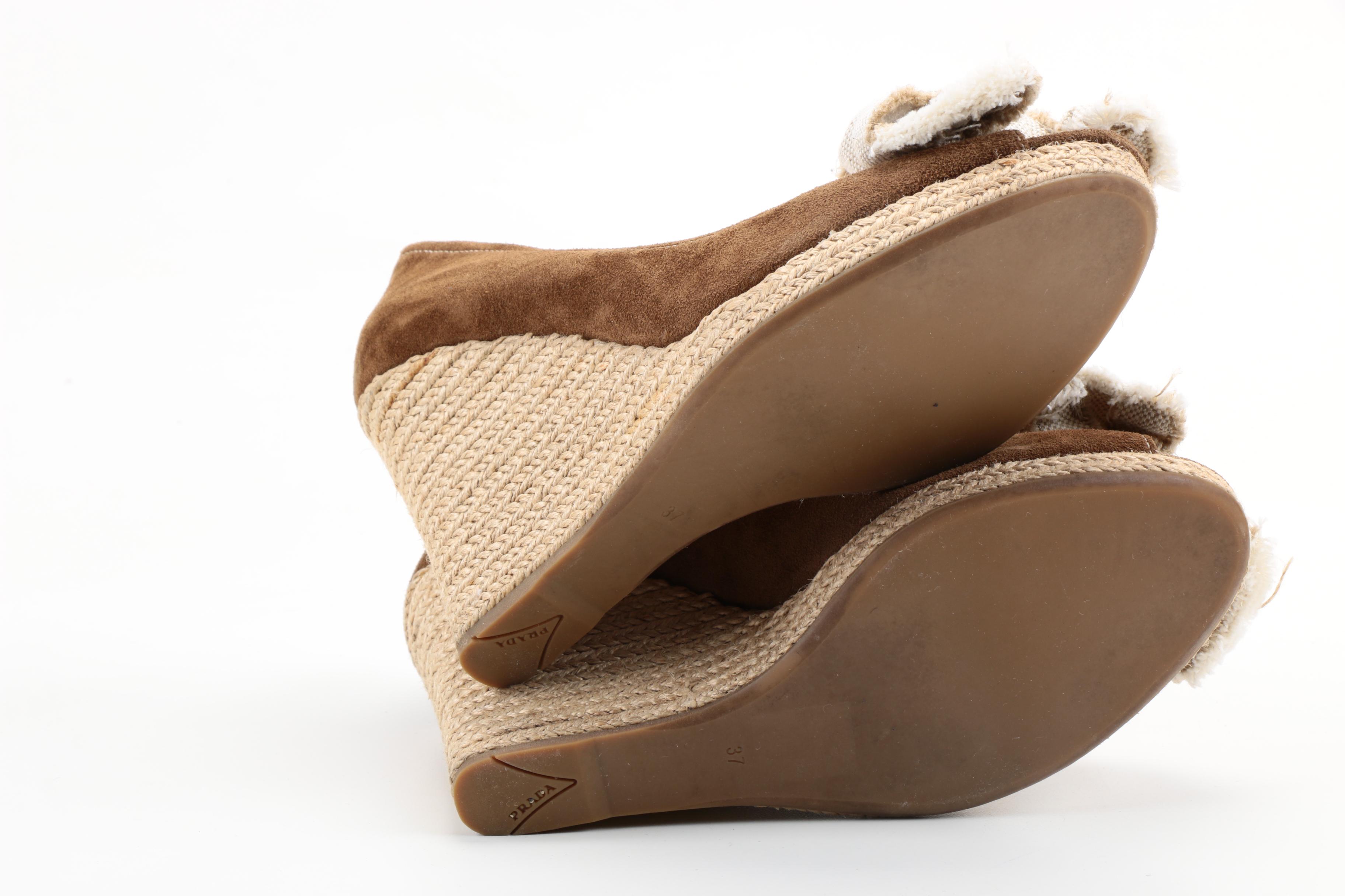 Prada Suede Espadrille Wedges