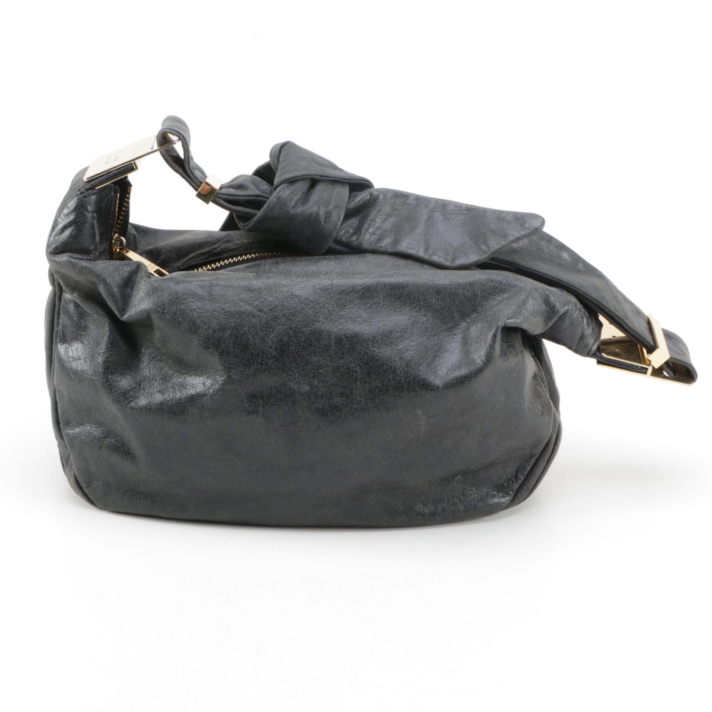 Badgley Mischka Black Leather Carina Shoulder Bag