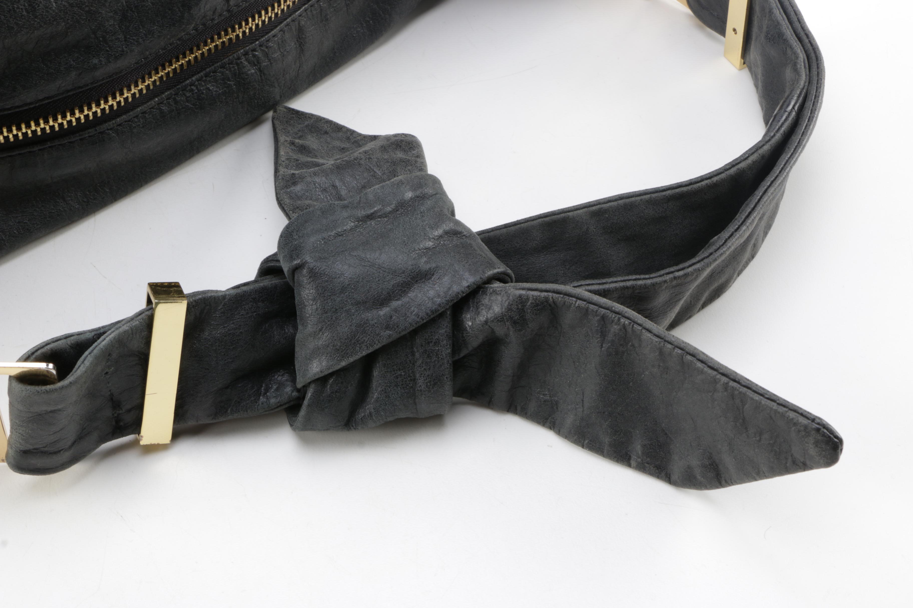 Badgley Mischka Black Leather Carina Shoulder Bag