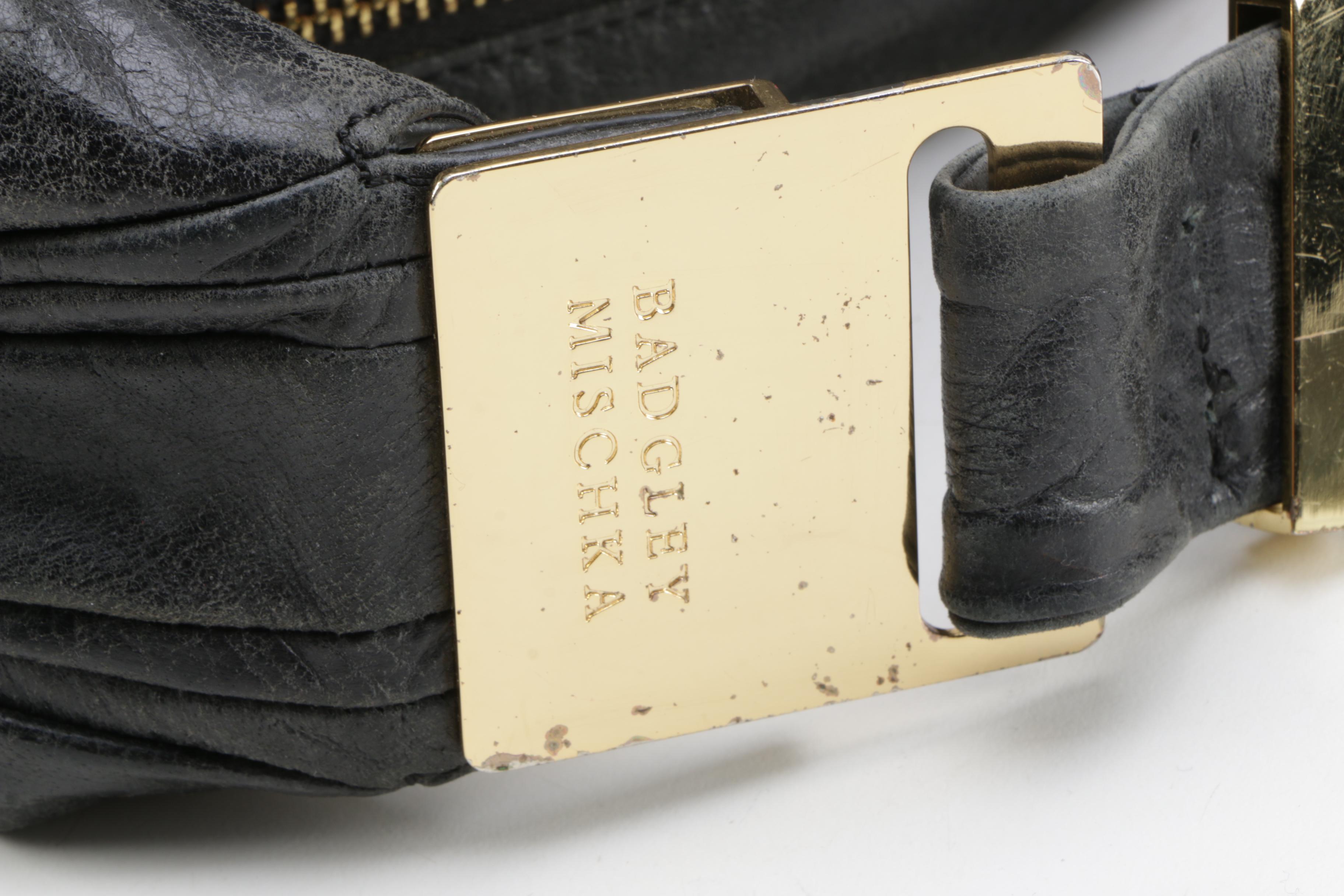 Badgley Mischka Black Leather Carina Shoulder Bag