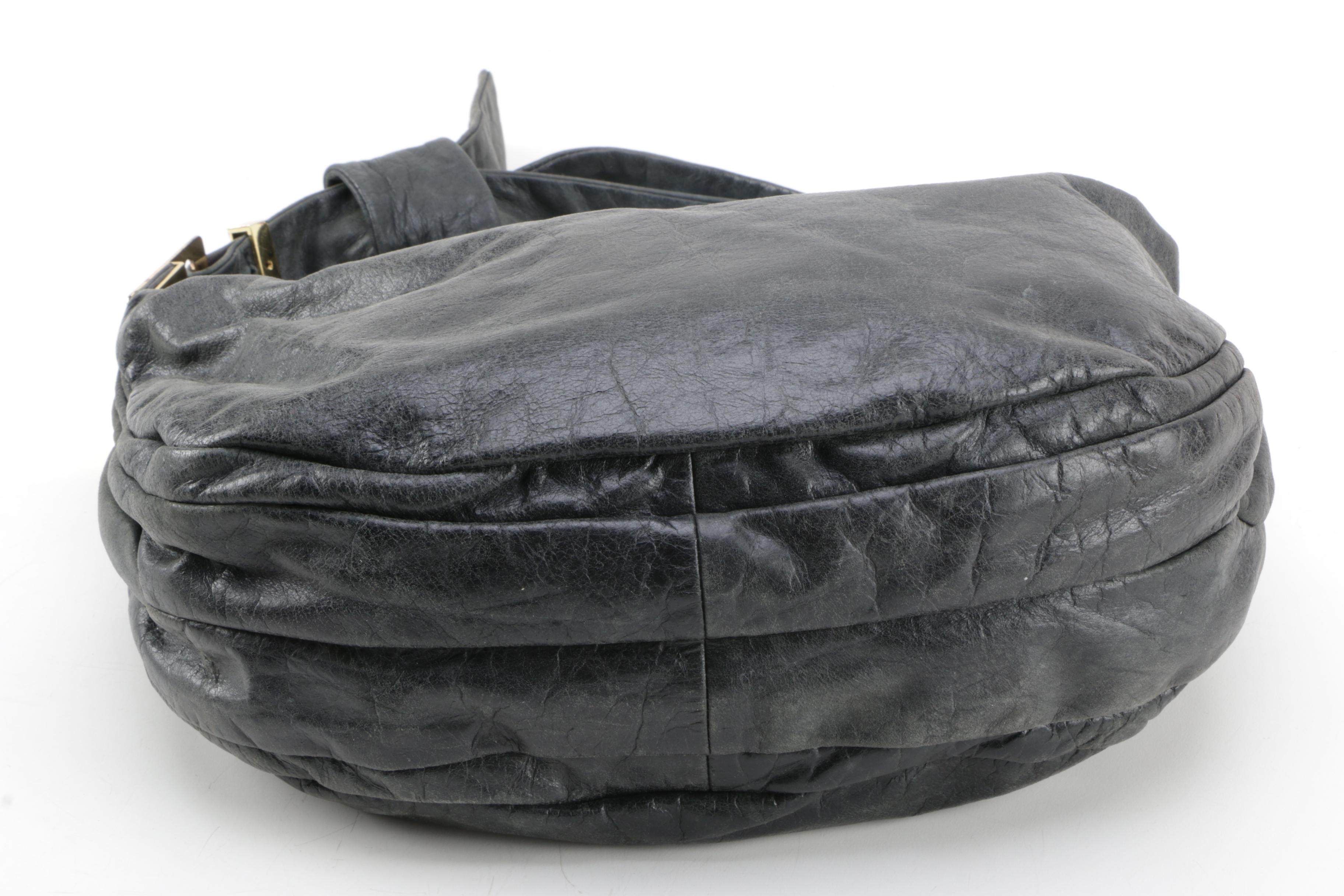 Badgley Mischka Black Leather Carina Shoulder Bag