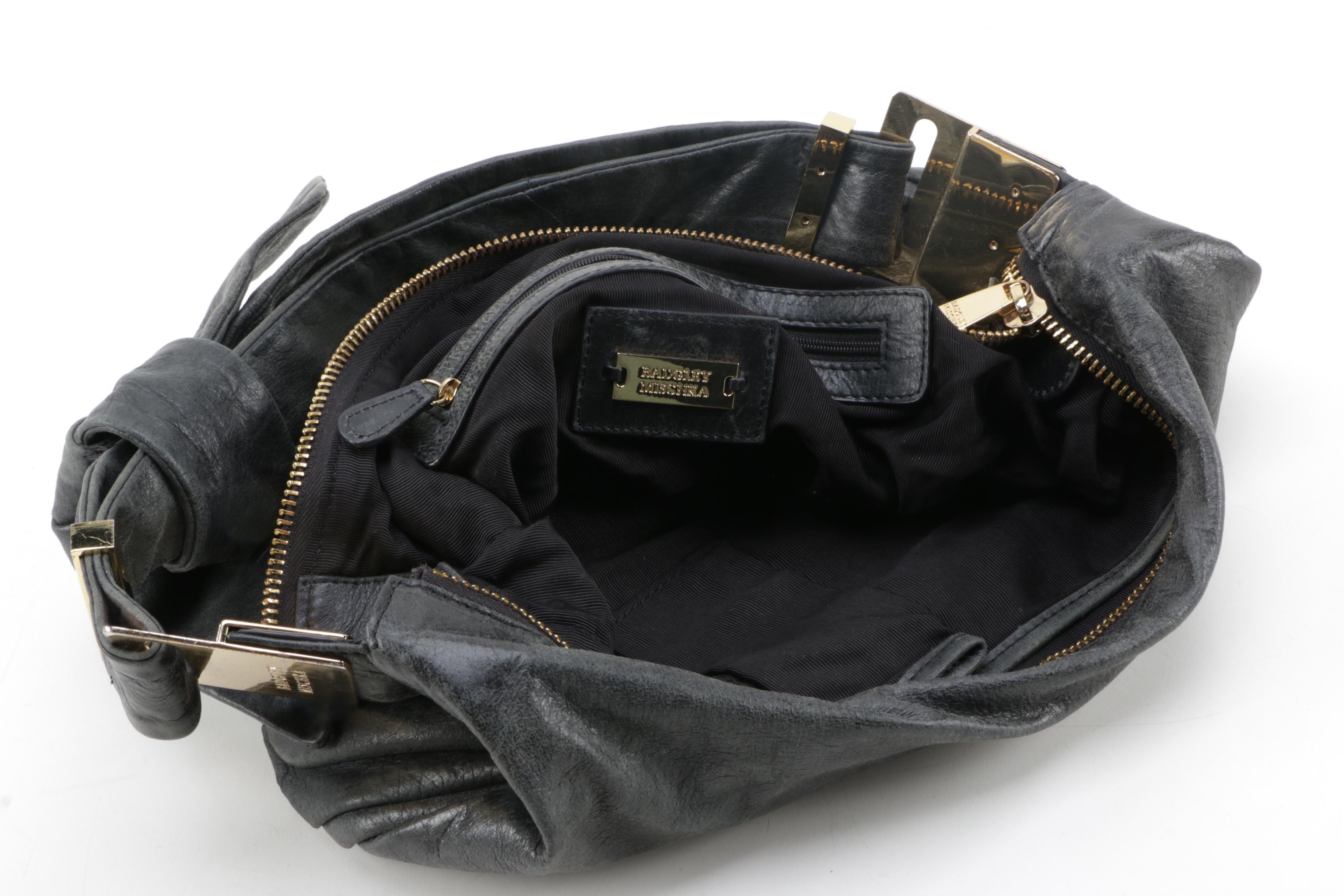 Badgley Mischka Black Leather Carina Shoulder Bag