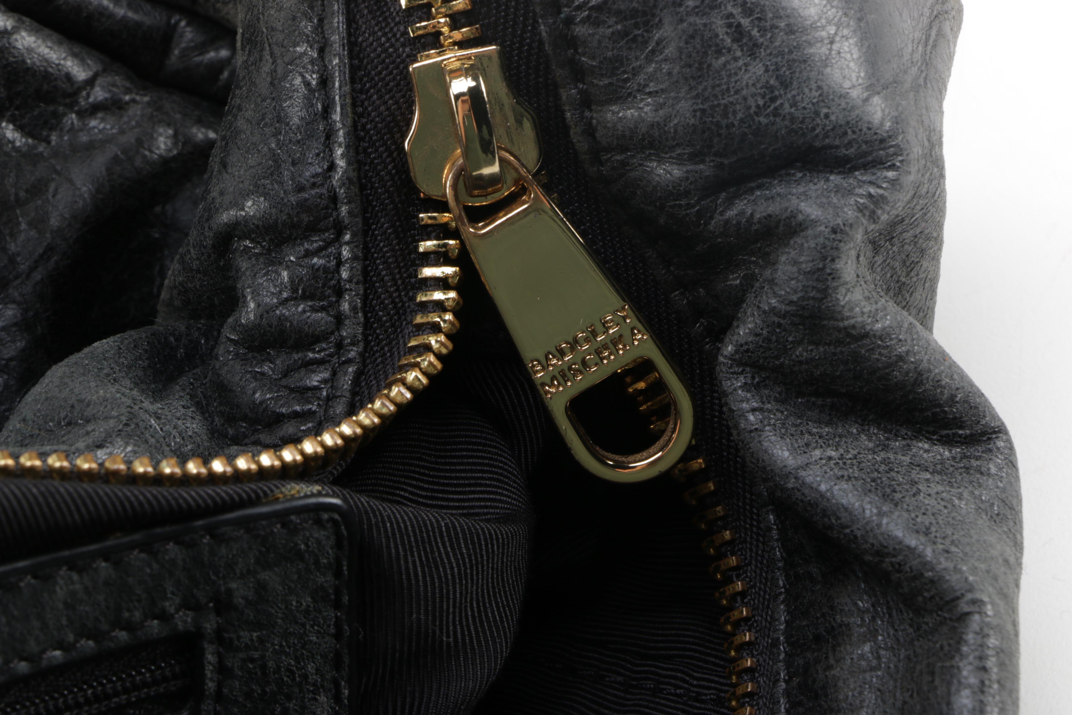 Badgley Mischka Black Leather Carina Shoulder Bag