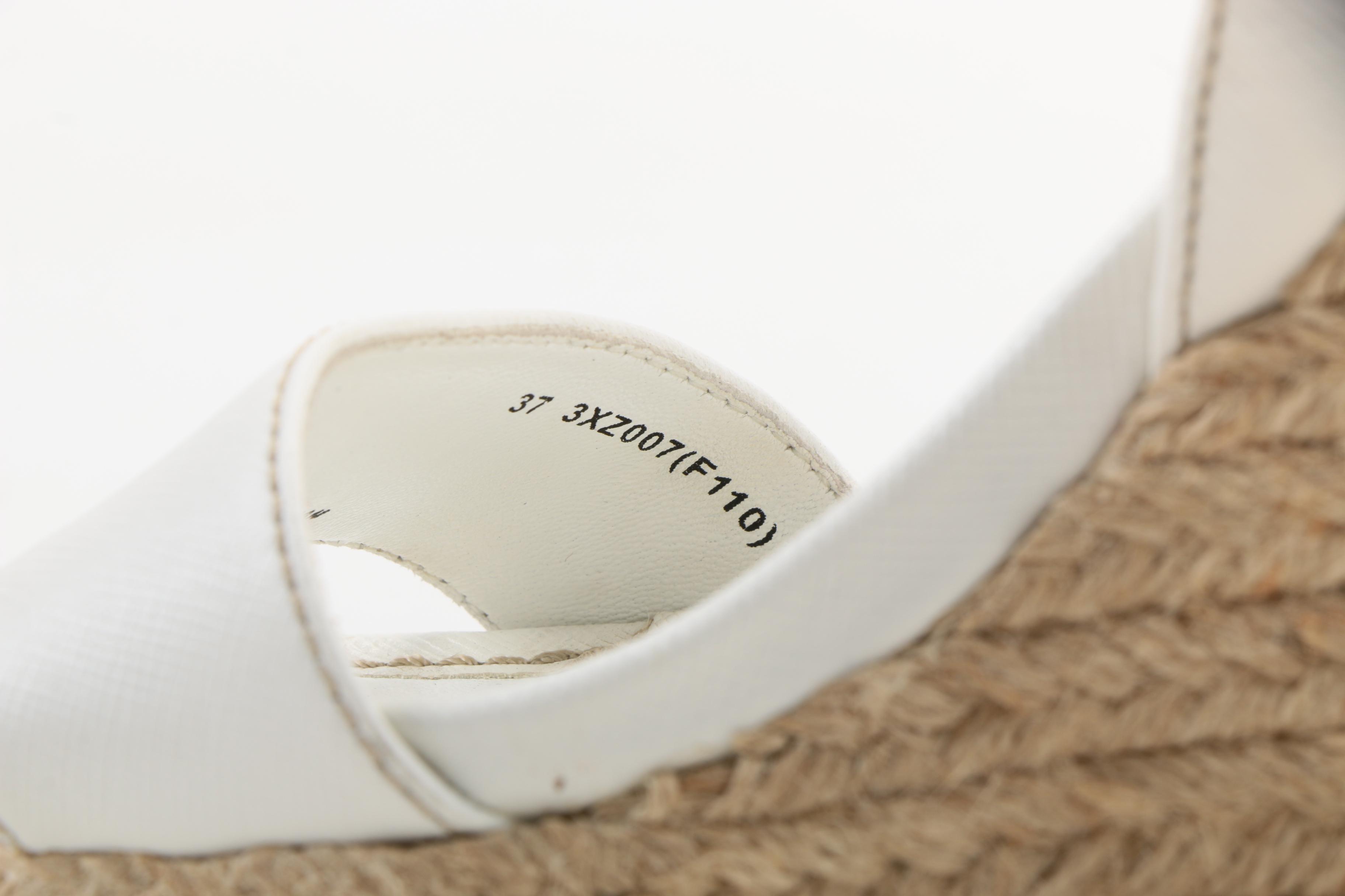 Prada White Leather and Rope Platform Wedge Sandals