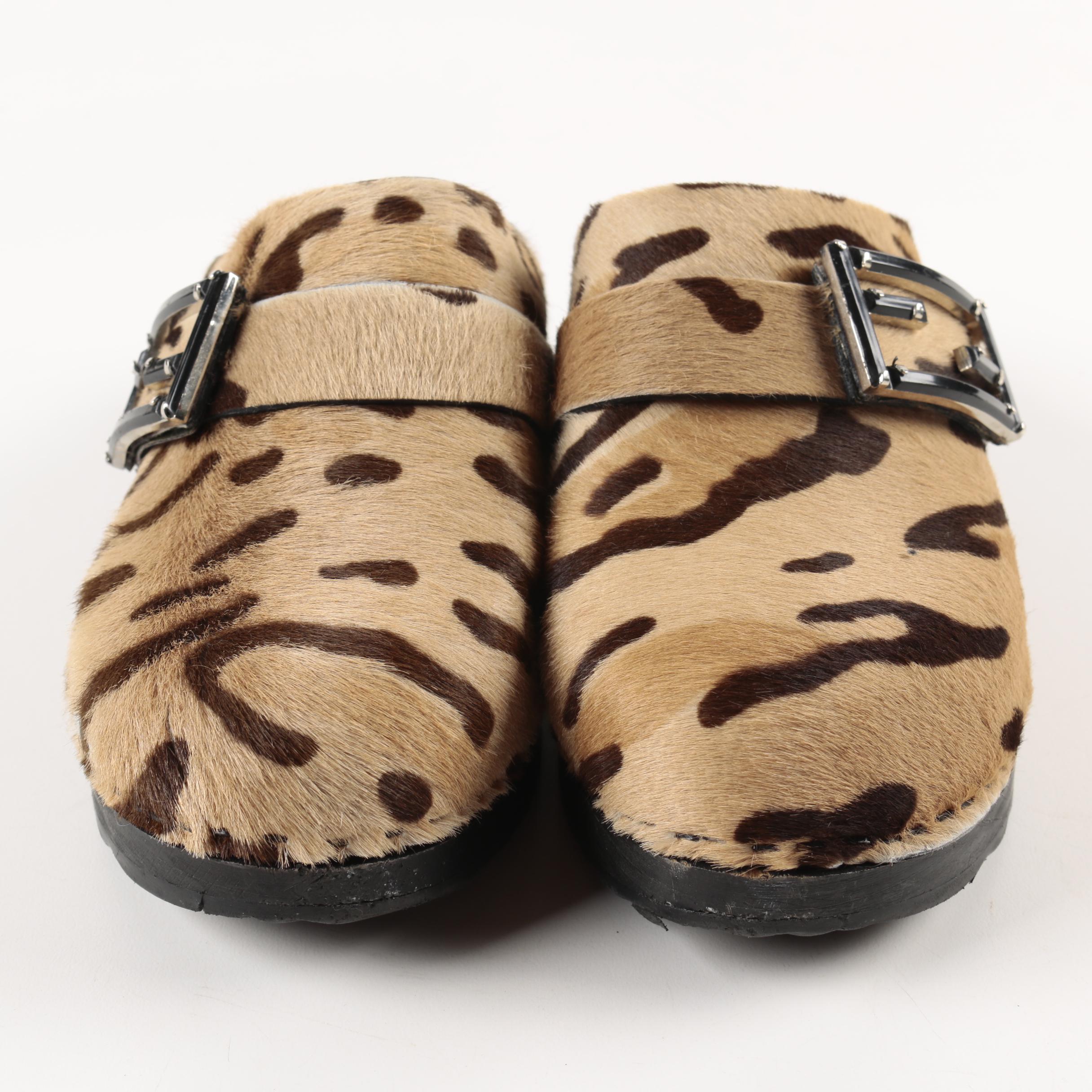 Women's Fendi Dyed Pony Hair Clogs