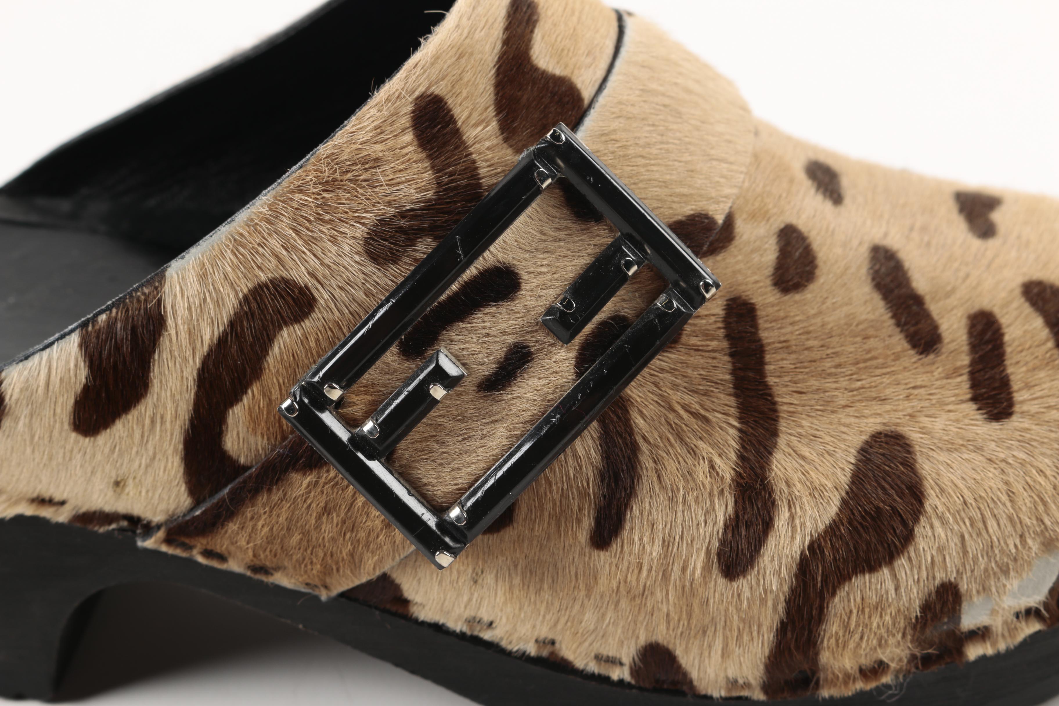 Women's Fendi Dyed Pony Hair Clogs