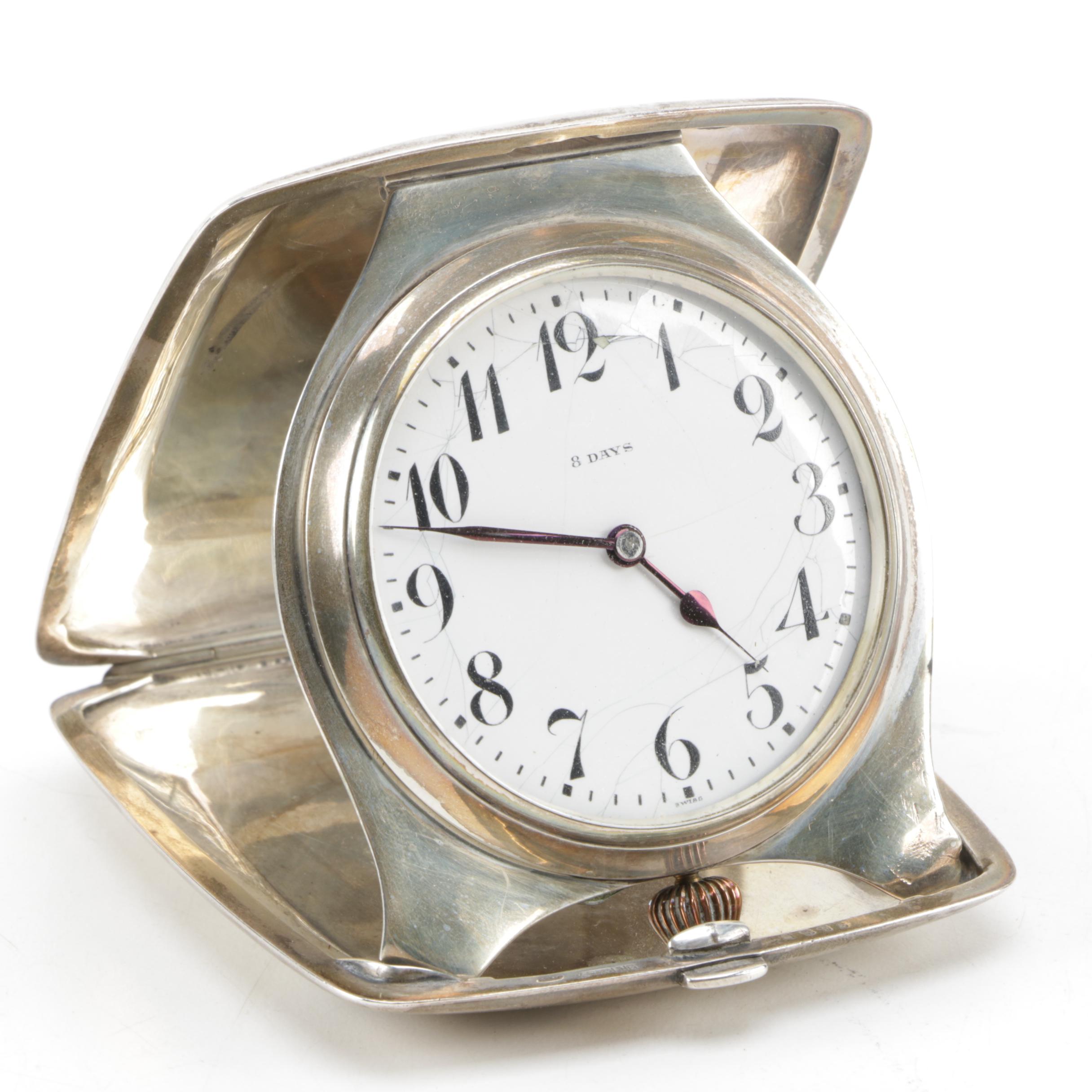 Sterling Silver 8 Day Travel Clock