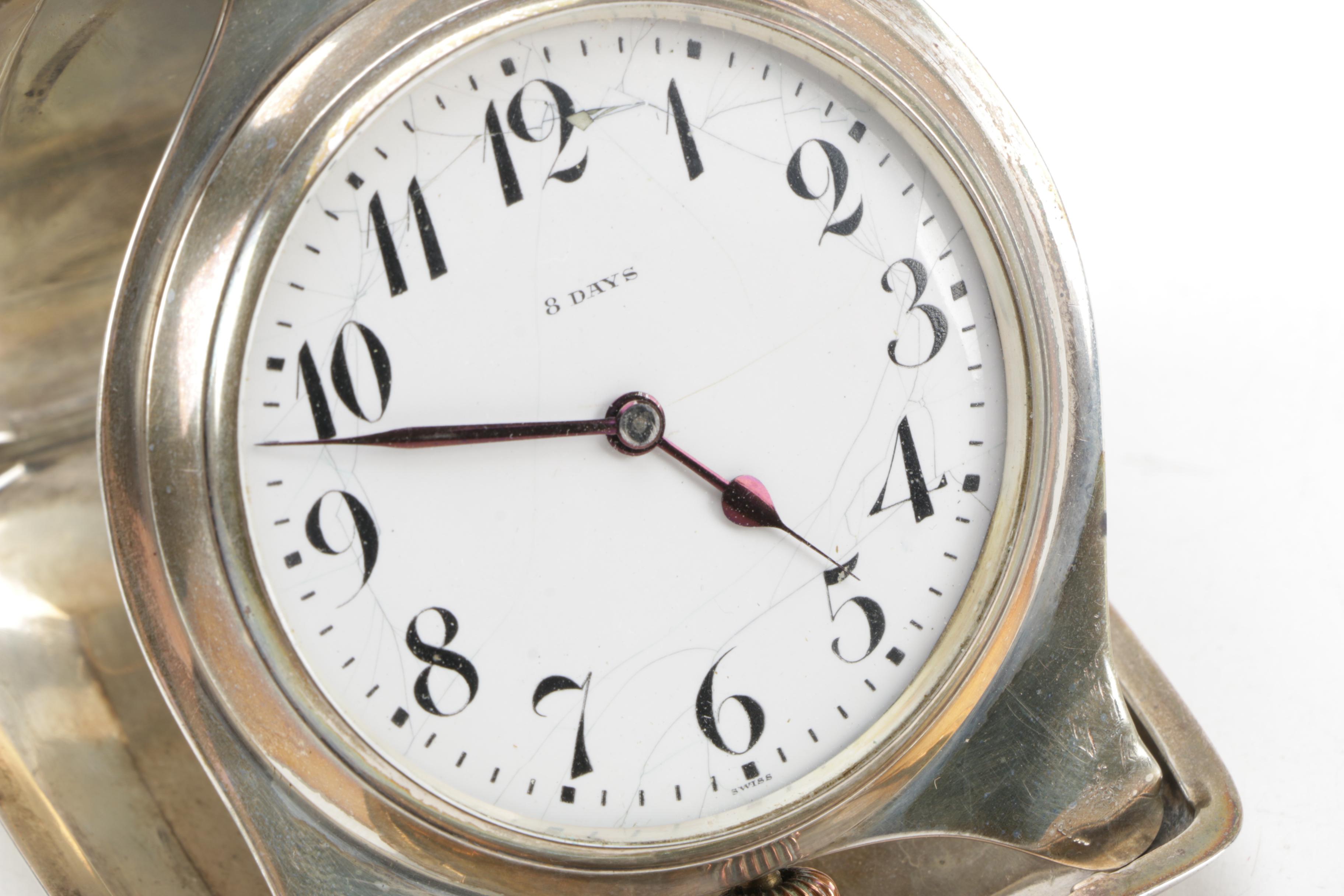 Sterling Silver 8 Day Travel Clock