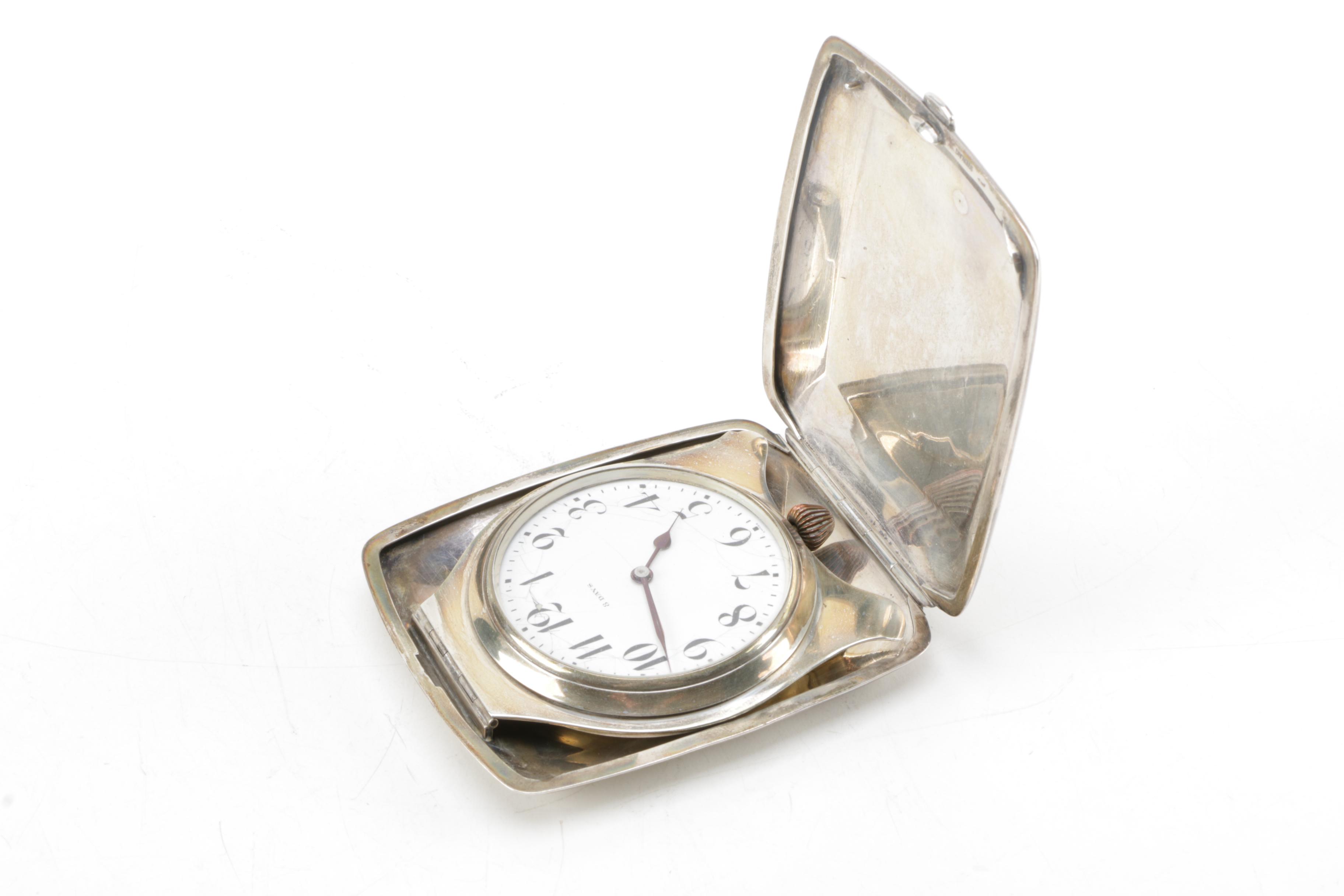 Sterling Silver 8 Day Travel Clock