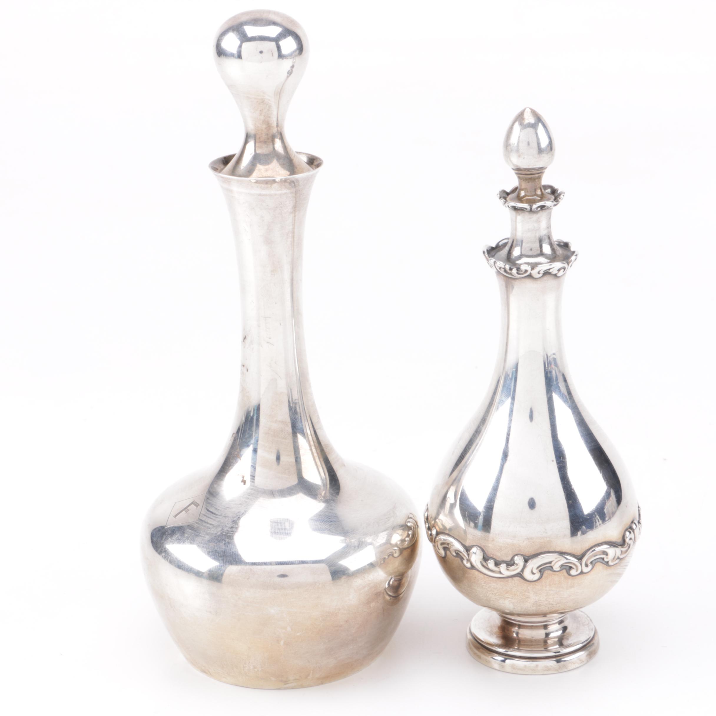 Pairing of Whiting and Frank M. Whiting Sterling Silver Decanters