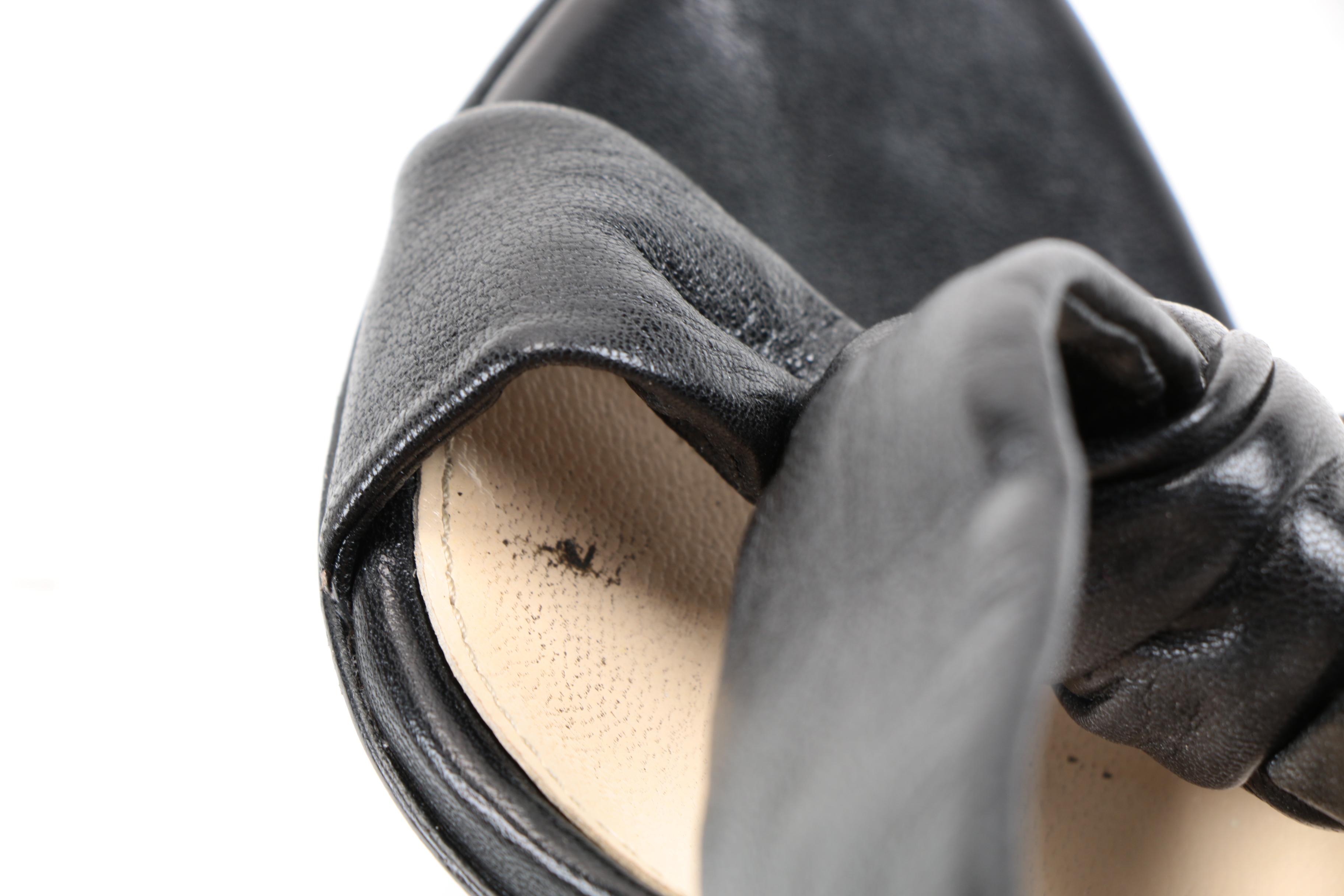 Prada Black Leather Heeled Sandals