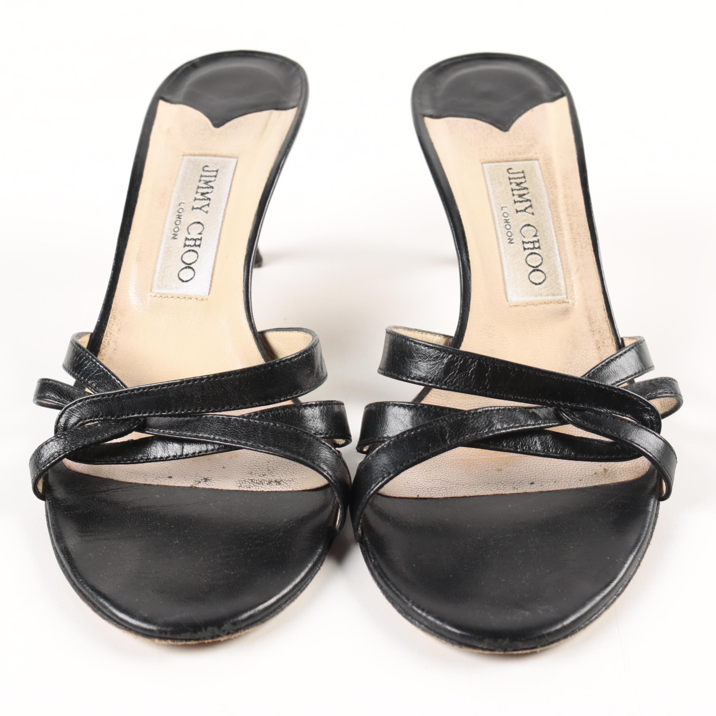 Women's Jimmy Choo Black Leather Slide Heels