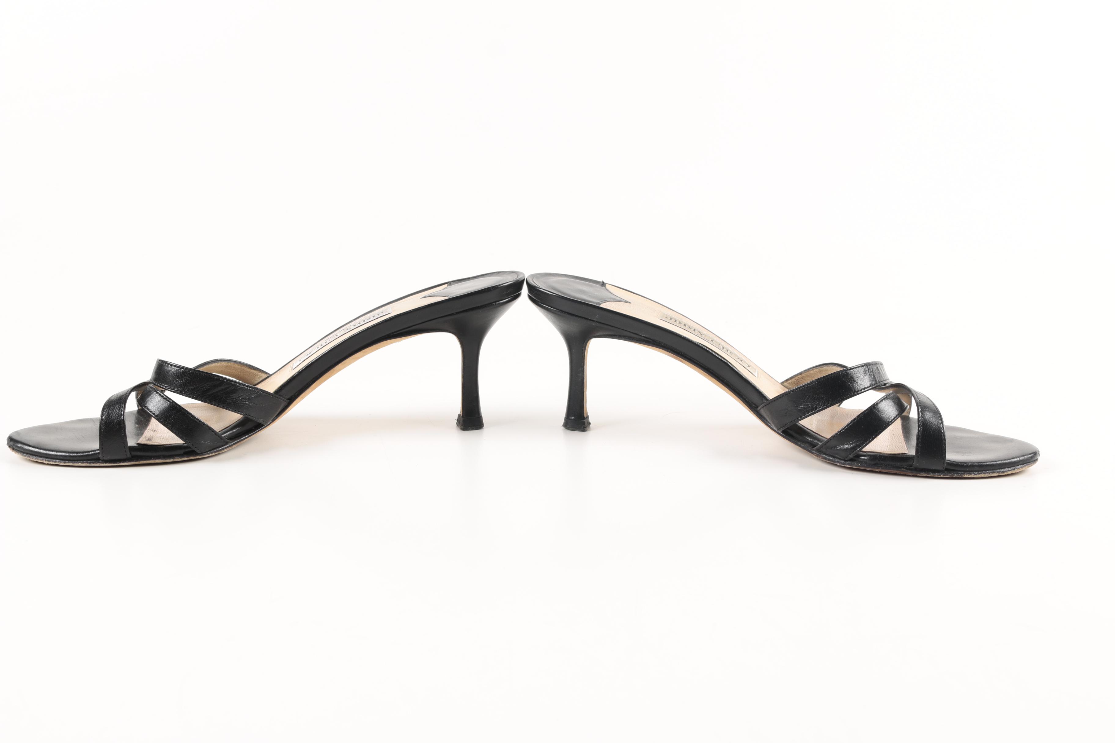 Women's Jimmy Choo Black Leather Slide Heels