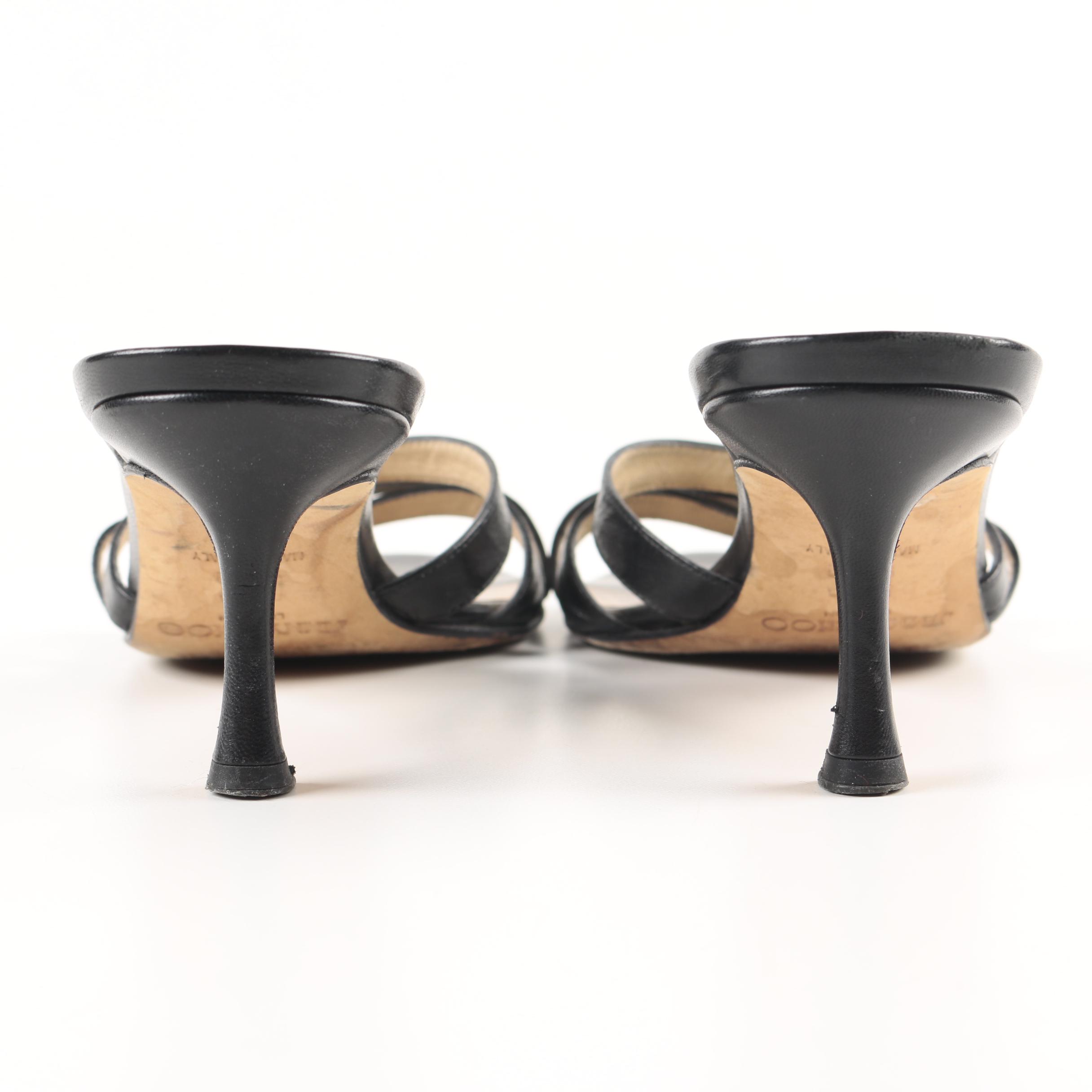 Women's Jimmy Choo Black Leather Slide Heels