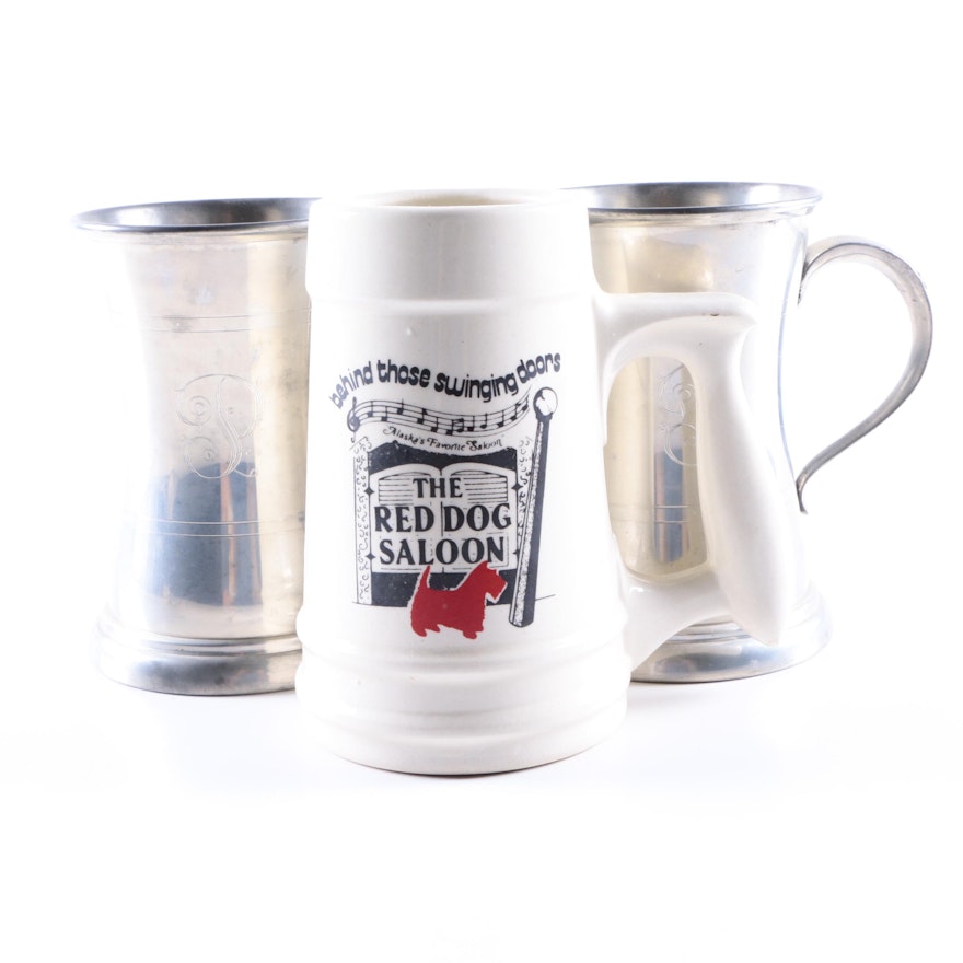Monogrammed Beer Mugs and Red Dog Saloon Stein