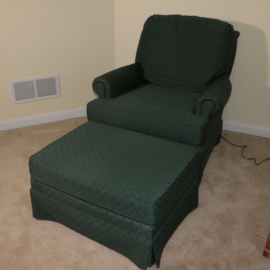 Green Armchair with Ottoman