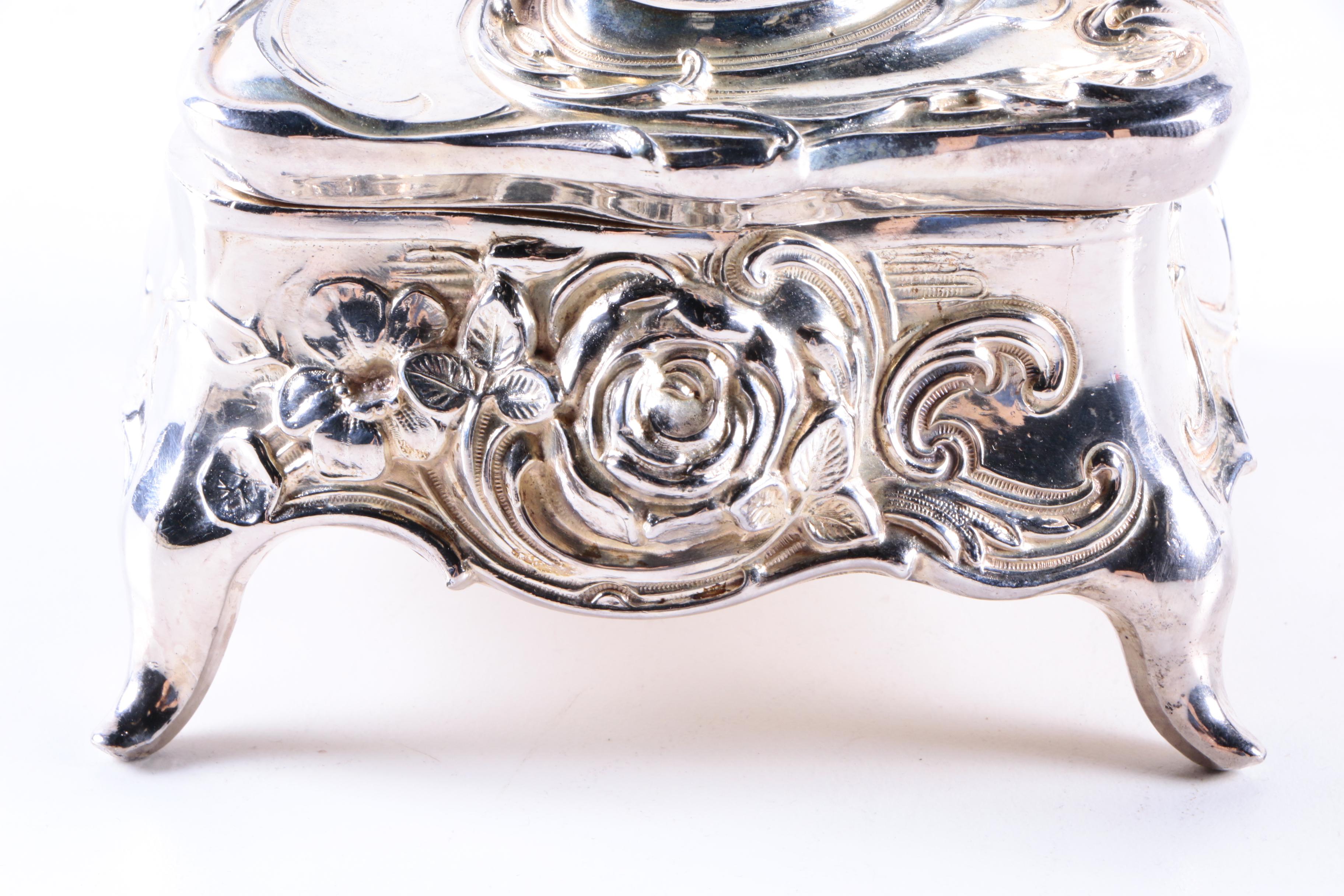 Art Nouveau Silver Plate Jewelry Casket