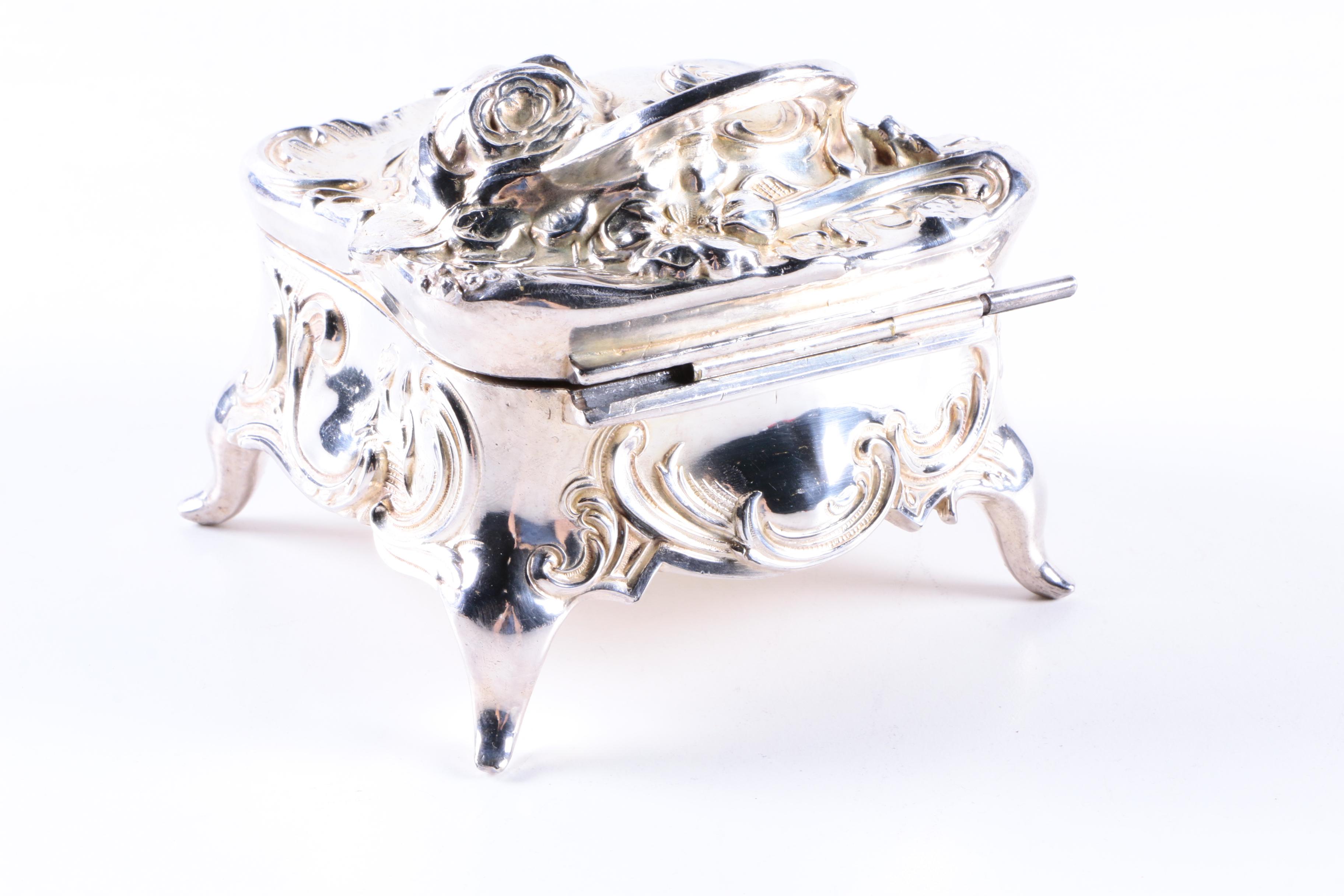 Art Nouveau Silver Plate Jewelry Casket