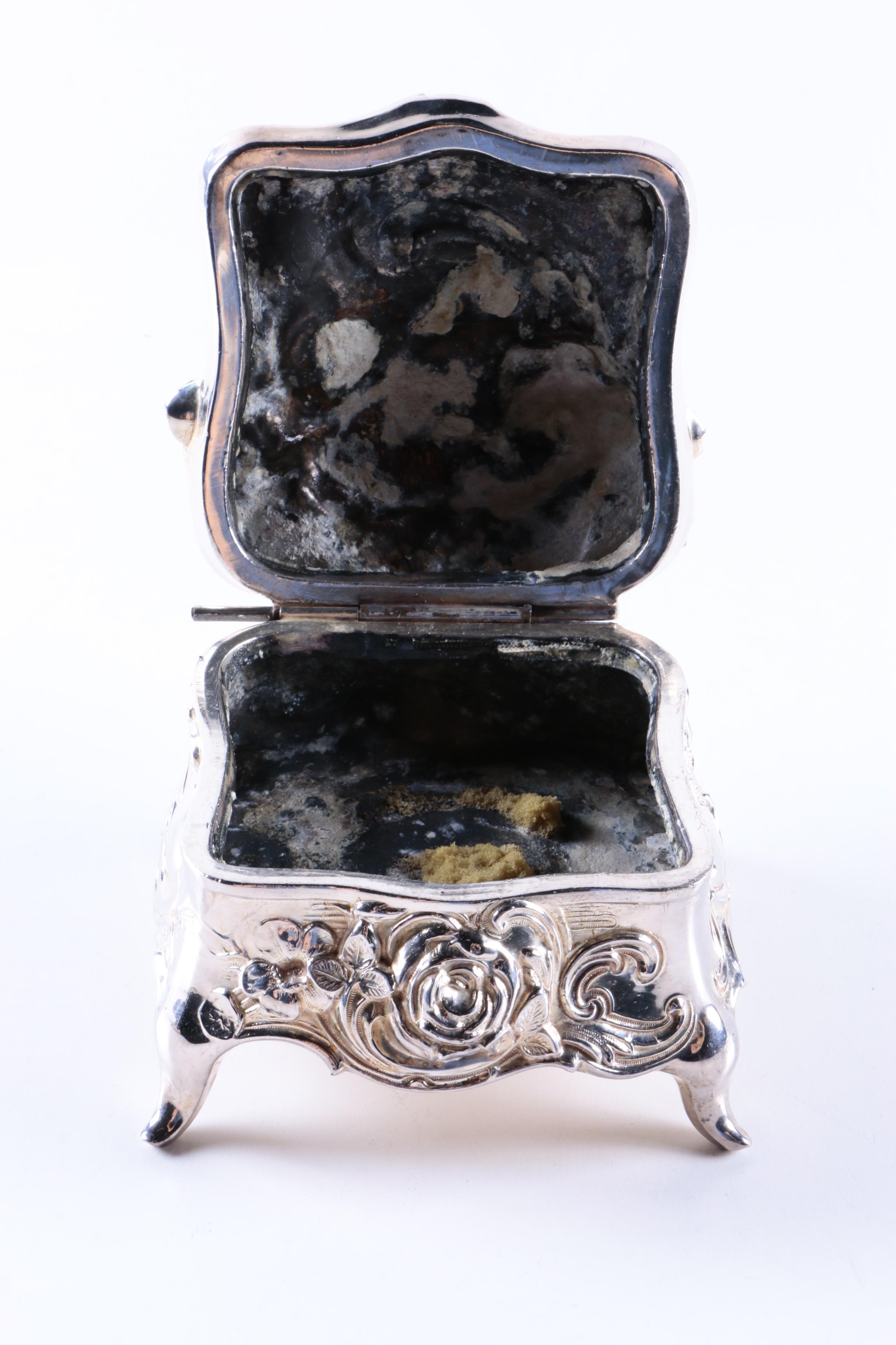 Art Nouveau Silver Plate Jewelry Casket