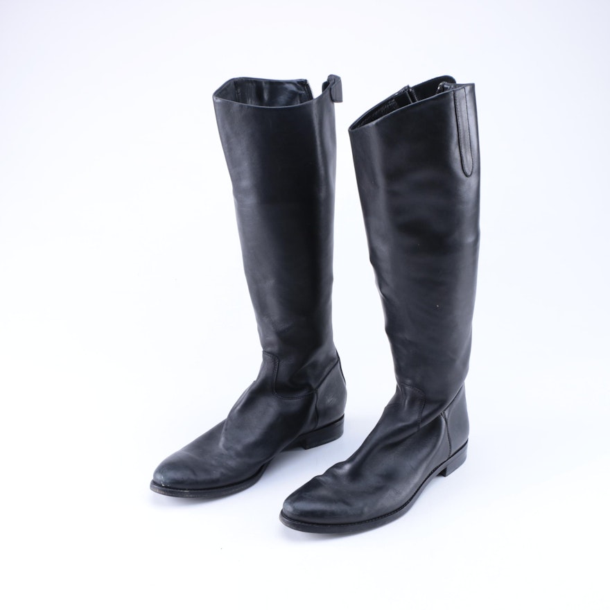 Women's Black Leather Boots by Jil Sander