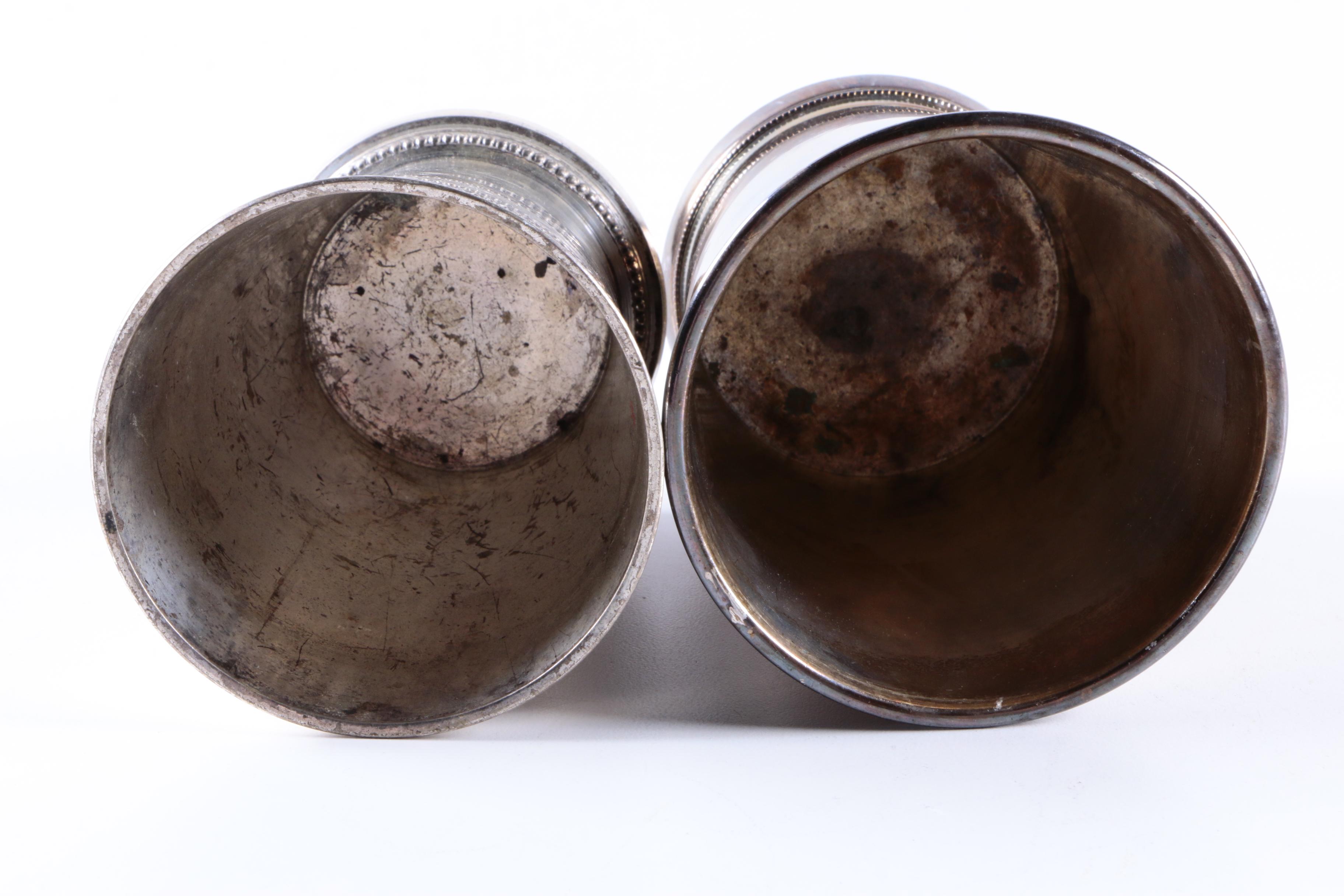 Silver Plate and Silver Tone Julep Cups Featuring International Silver Co.
