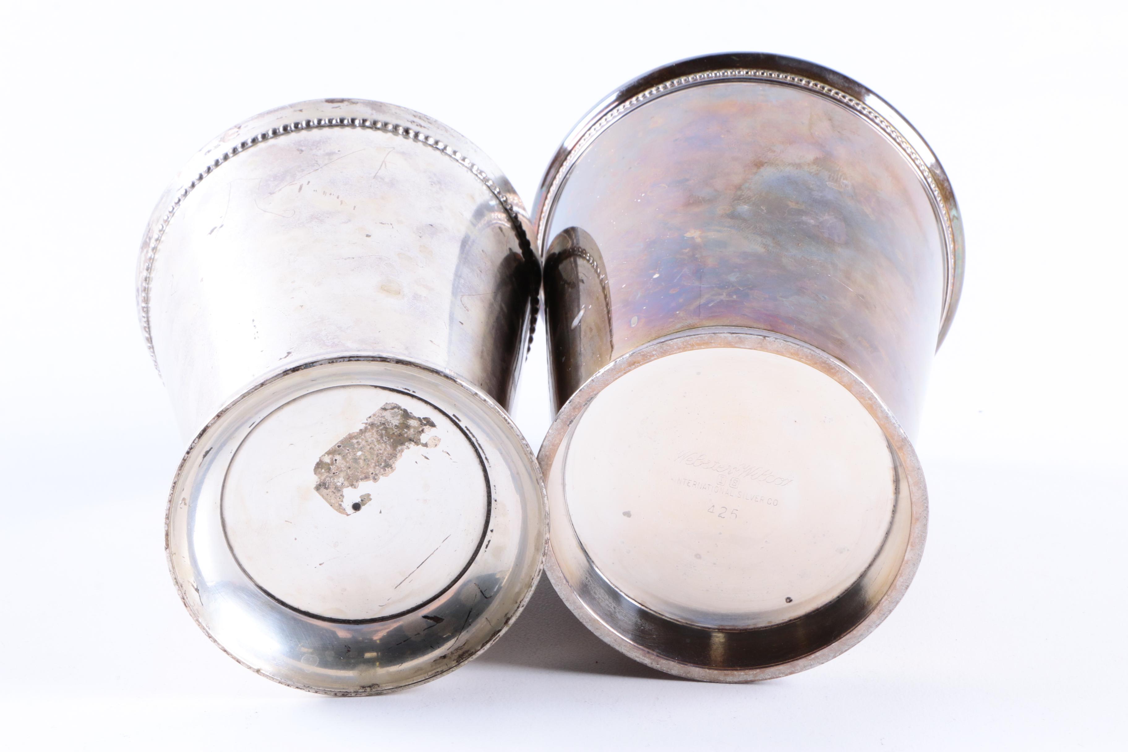 Silver Plate and Silver Tone Julep Cups Featuring International Silver Co.