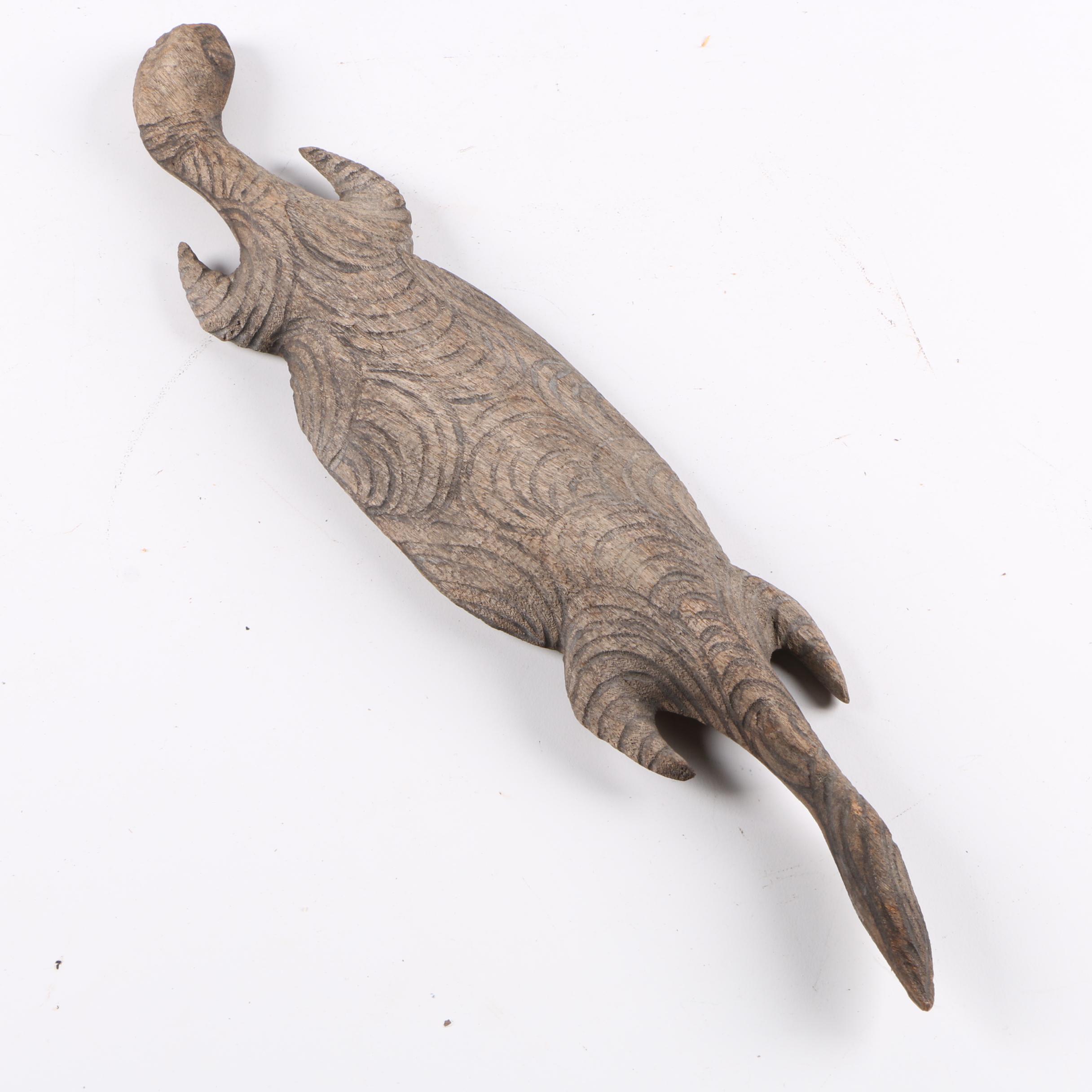 Vintage Australian Aboriginal Pokerwork Carved Wood Lizard