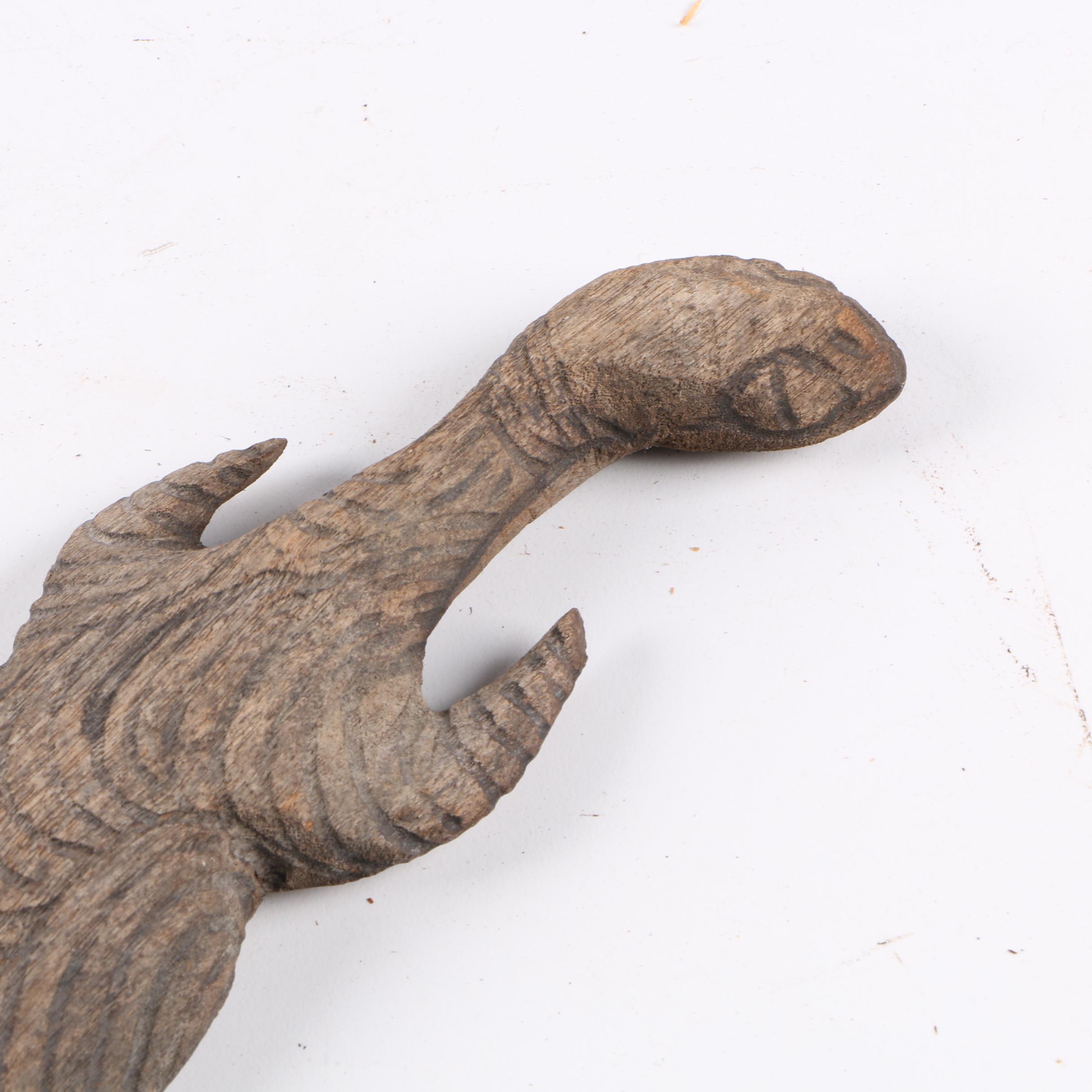 Vintage Australian Aboriginal Pokerwork Carved Wood Lizard