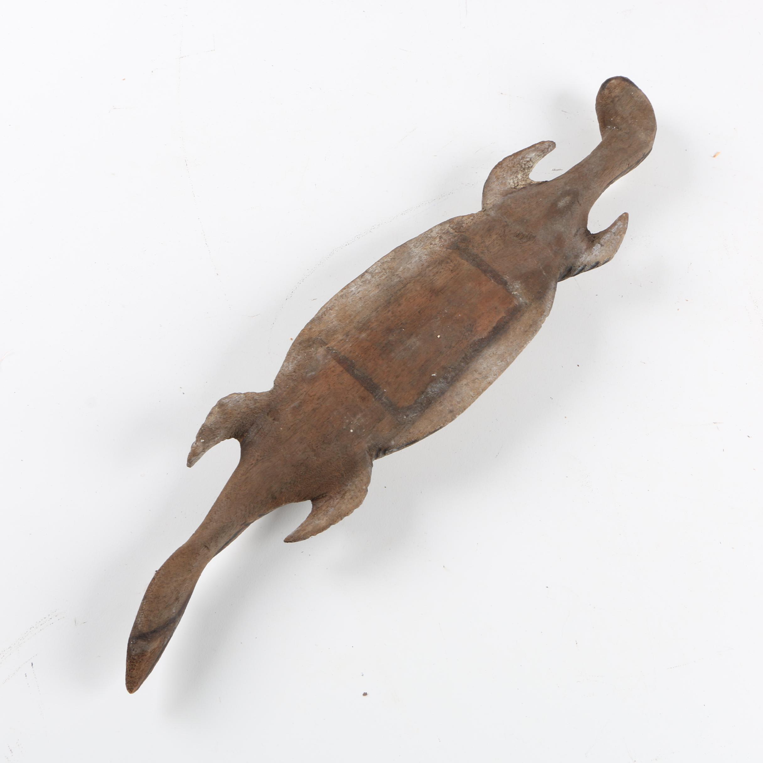 Vintage Australian Aboriginal Pokerwork Carved Wood Lizard