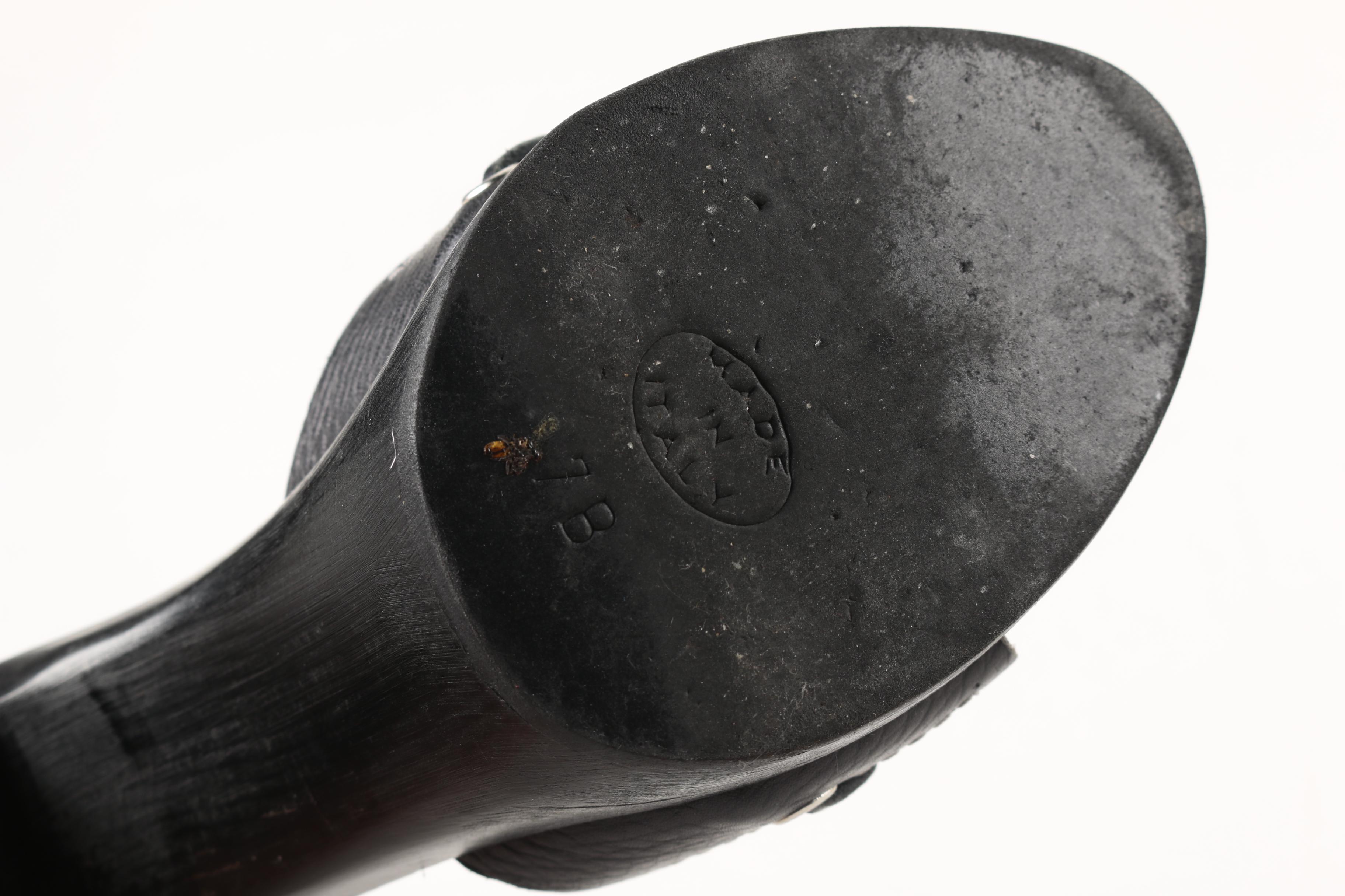 KORS Michael Kors Black Leather Platform Slides