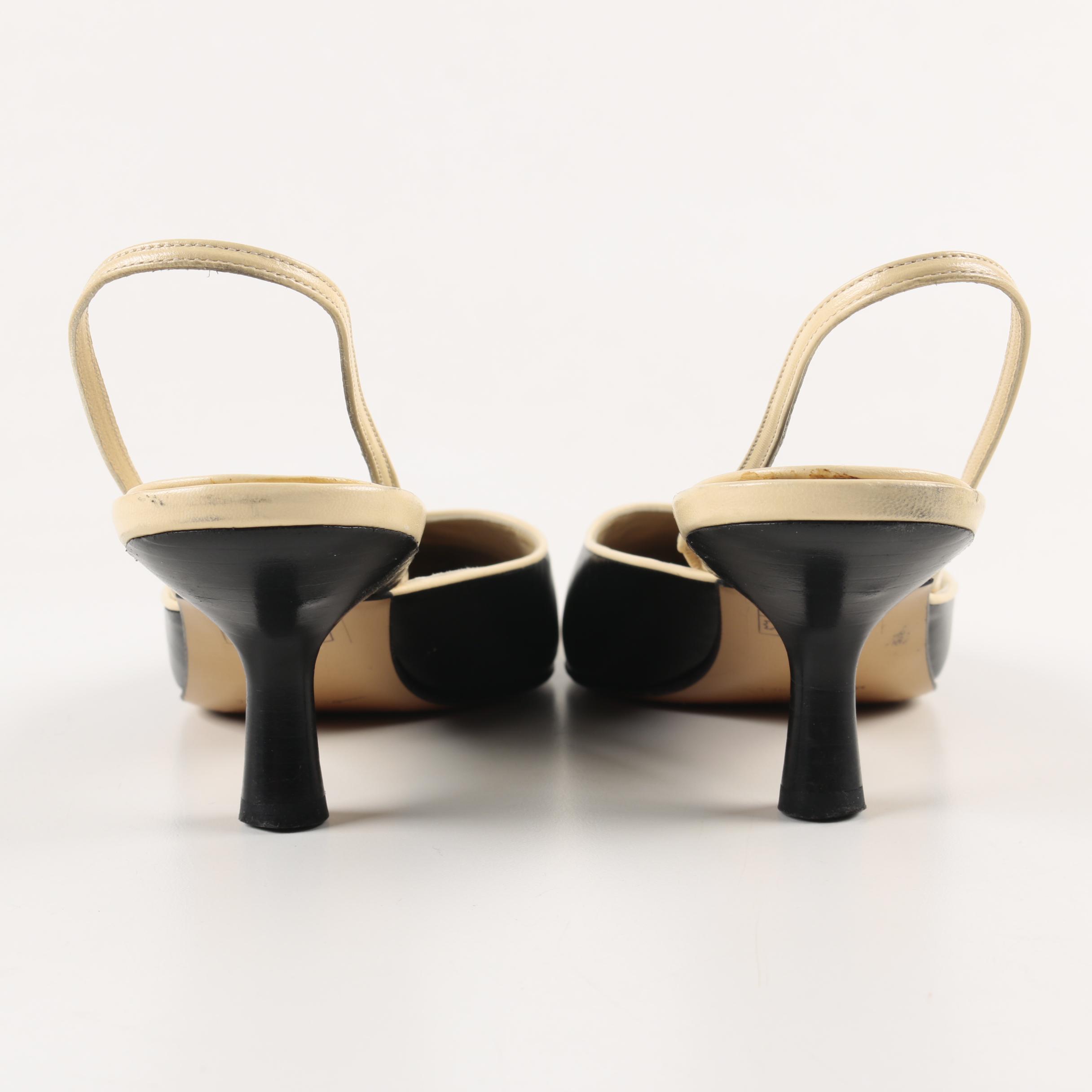 Women's Chanel Sling Back Kitten Heels