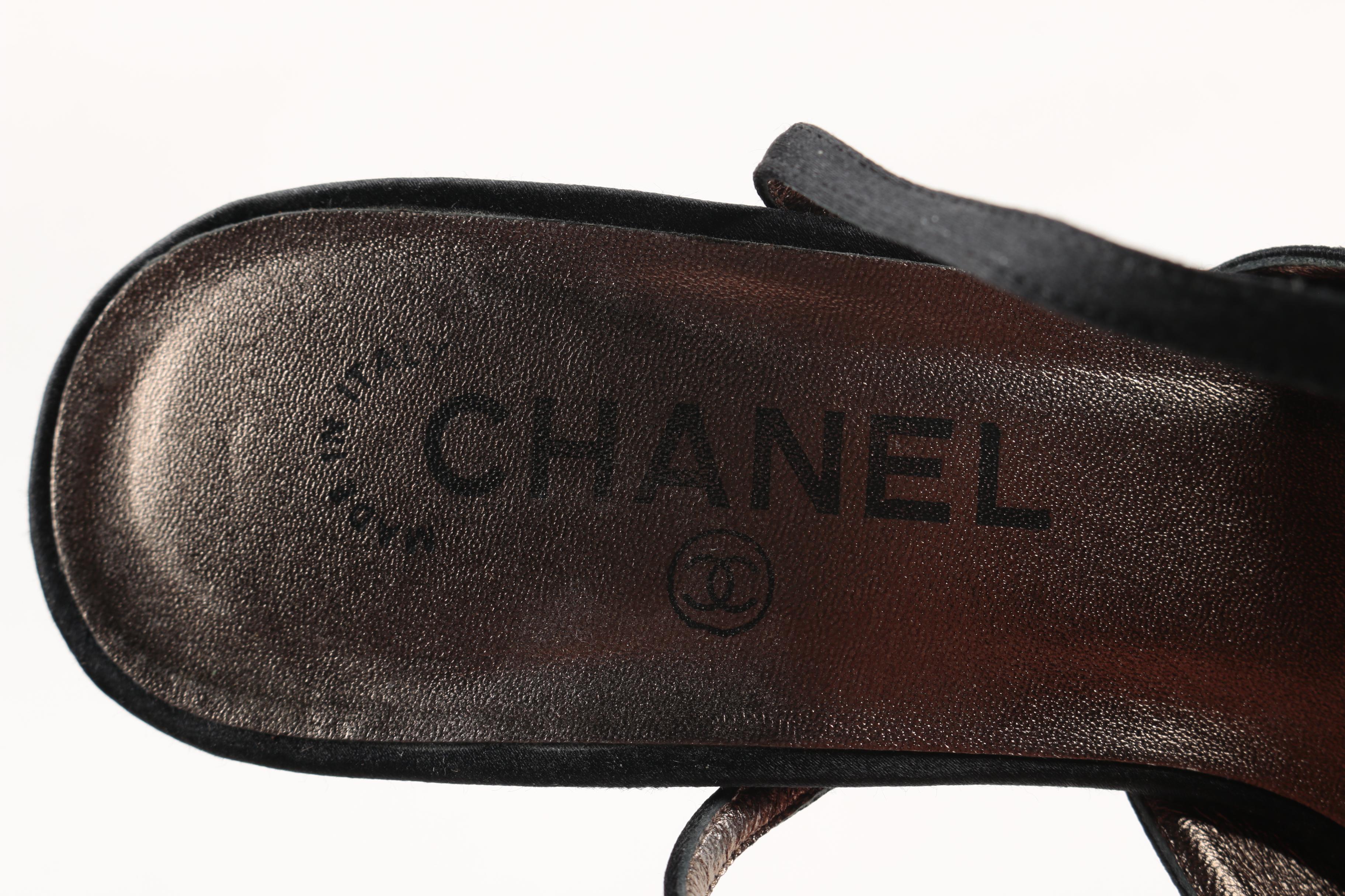 Chanel Black Satin Slingback Heels