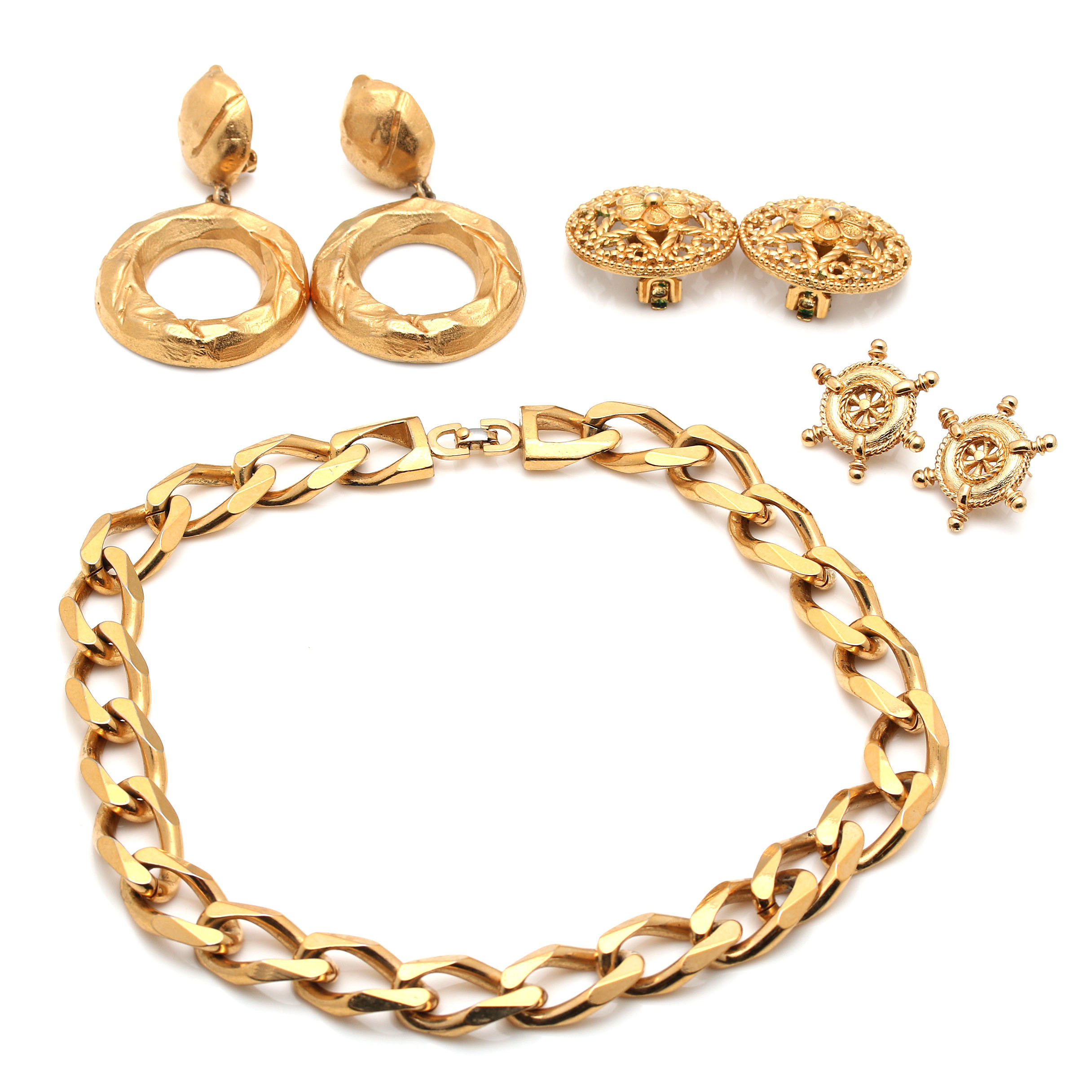 Gold Tone Costume Jewelry Featuring Givenchy and Christian Dior