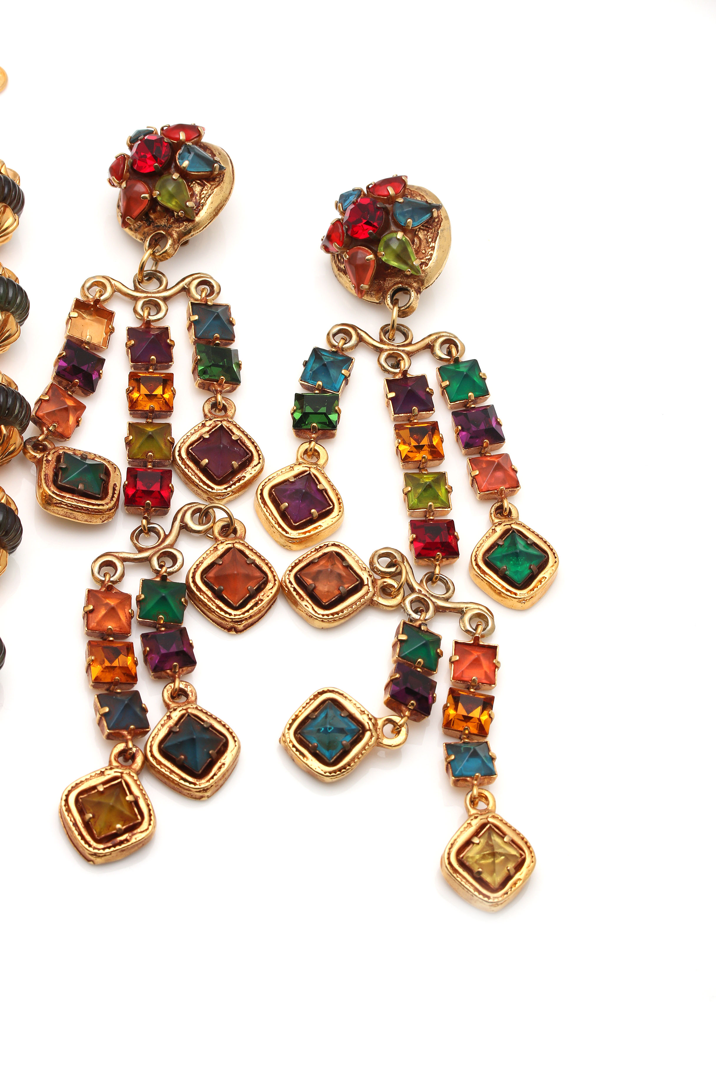 Hobé Necklace and Kalinger Paris Haute Couture Chandelier Earrings