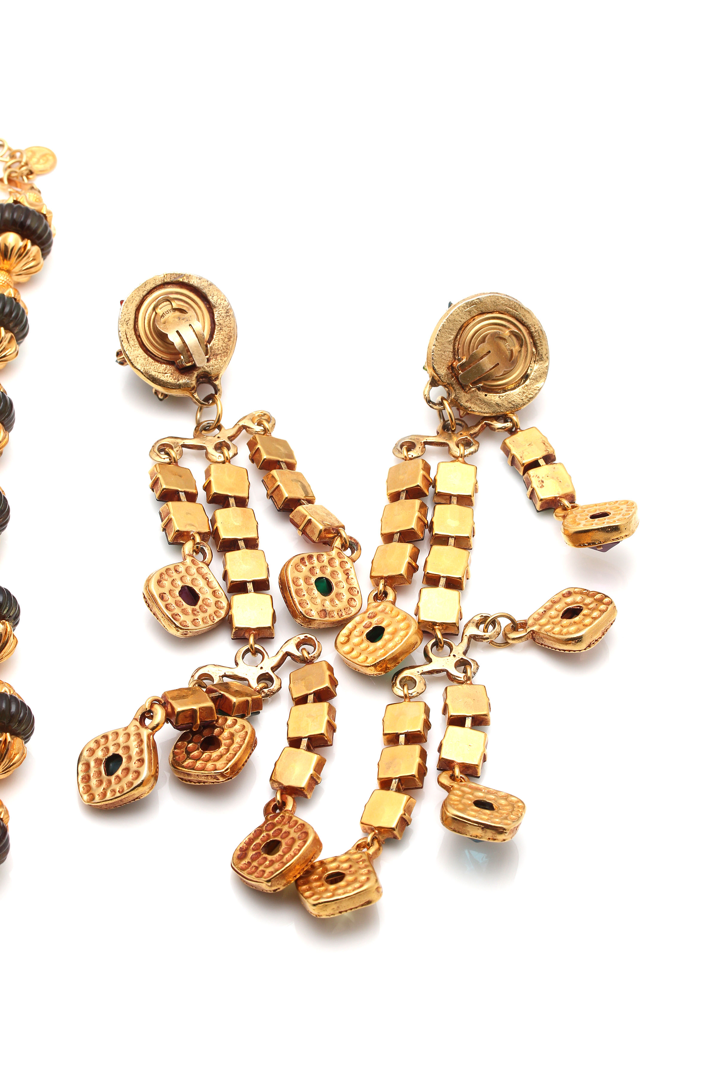 Hobé Necklace and Kalinger Paris Haute Couture Chandelier Earrings