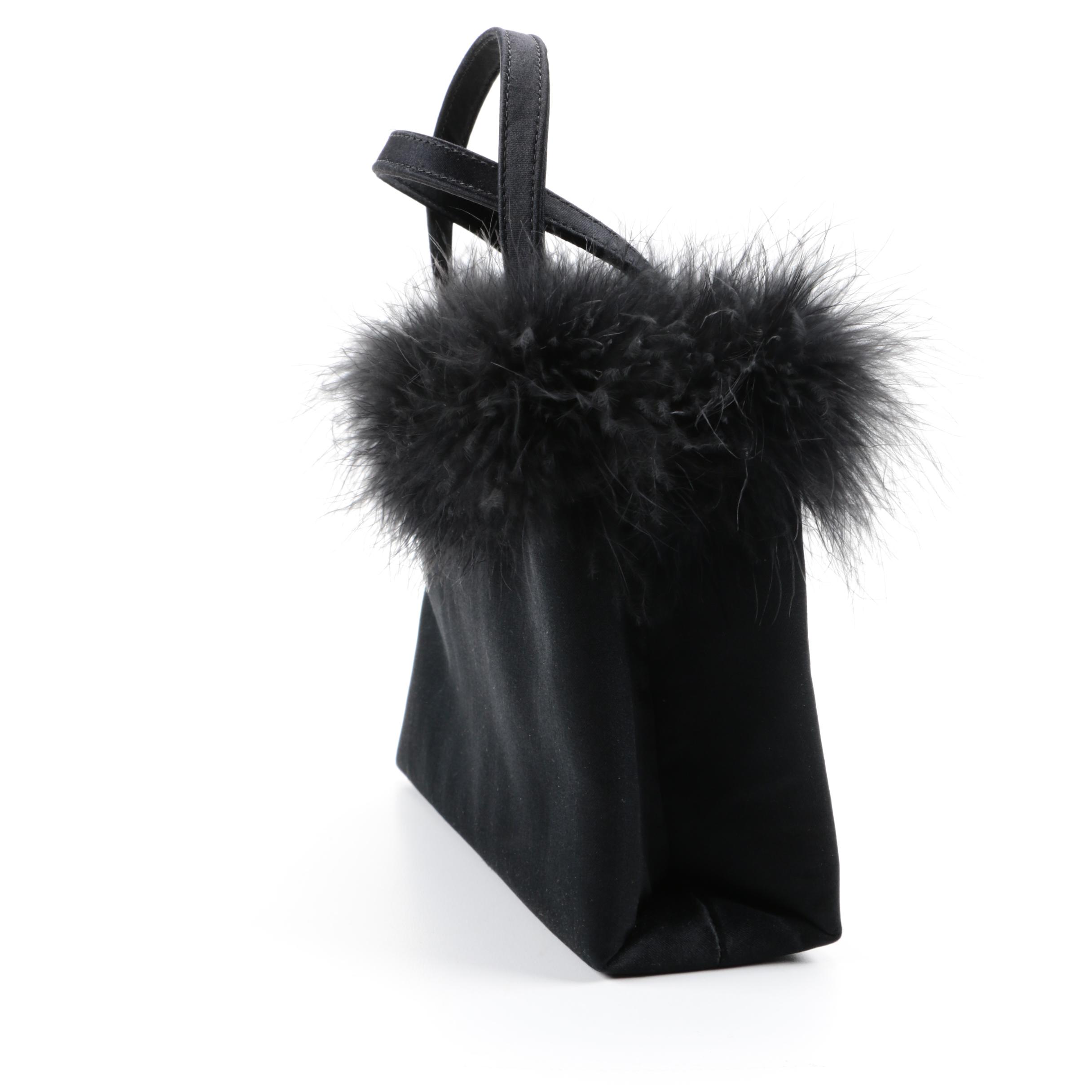 Kate Spade Satin and Feather Trim Handbag