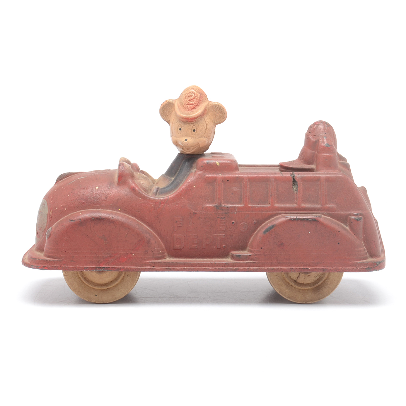 Vintage Mickey Mouse Rubber Fire Truck Toy