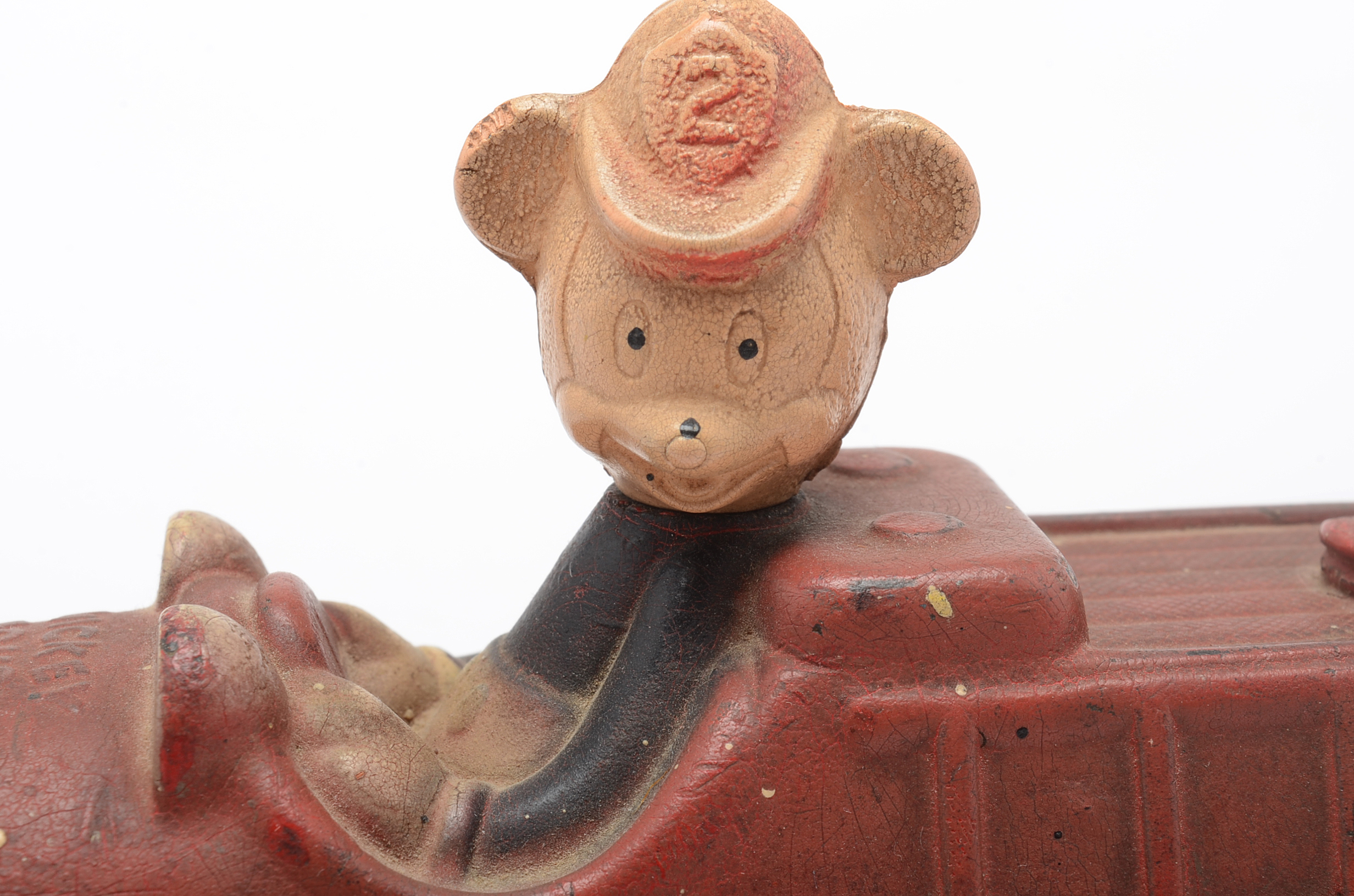 Vintage Mickey Mouse Rubber Fire Truck Toy