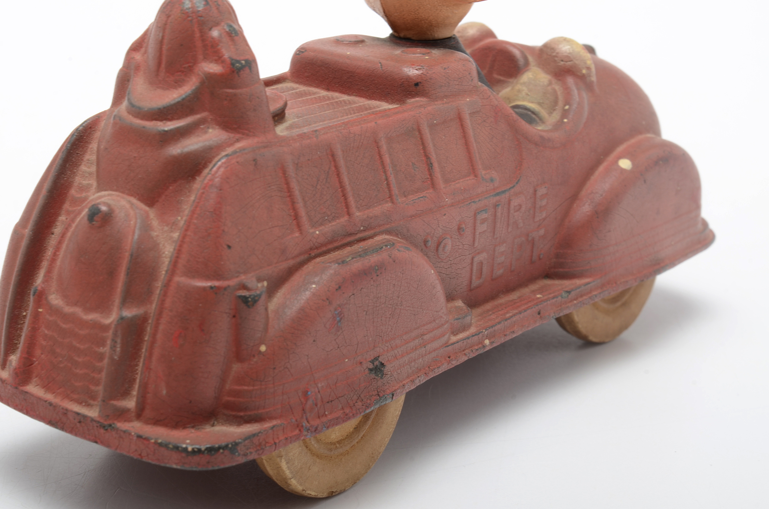 Vintage Mickey Mouse Rubber Fire Truck Toy