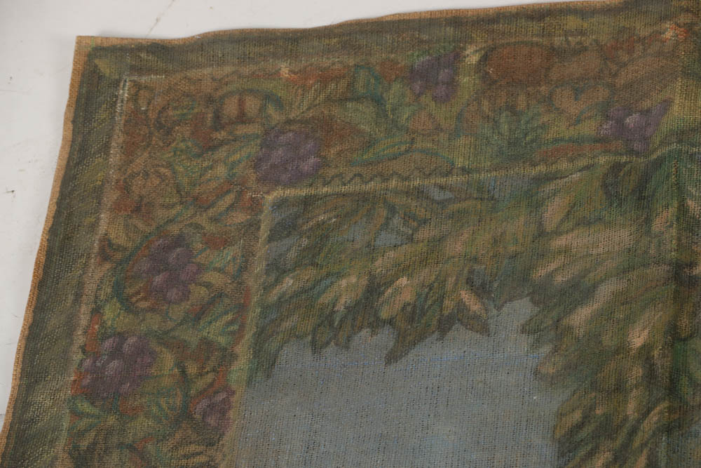 Jacques Lamy Oil Paining on Burlap Tapestry of Adam and Eve