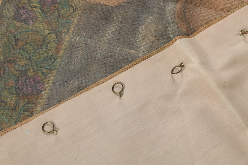 Jacques Lamy Oil Paining on Burlap Tapestry of Adam and Eve