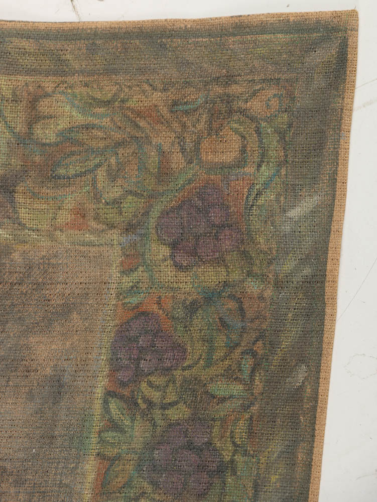 Jacques Lamy Oil Paining on Burlap Tapestry of Adam and Eve