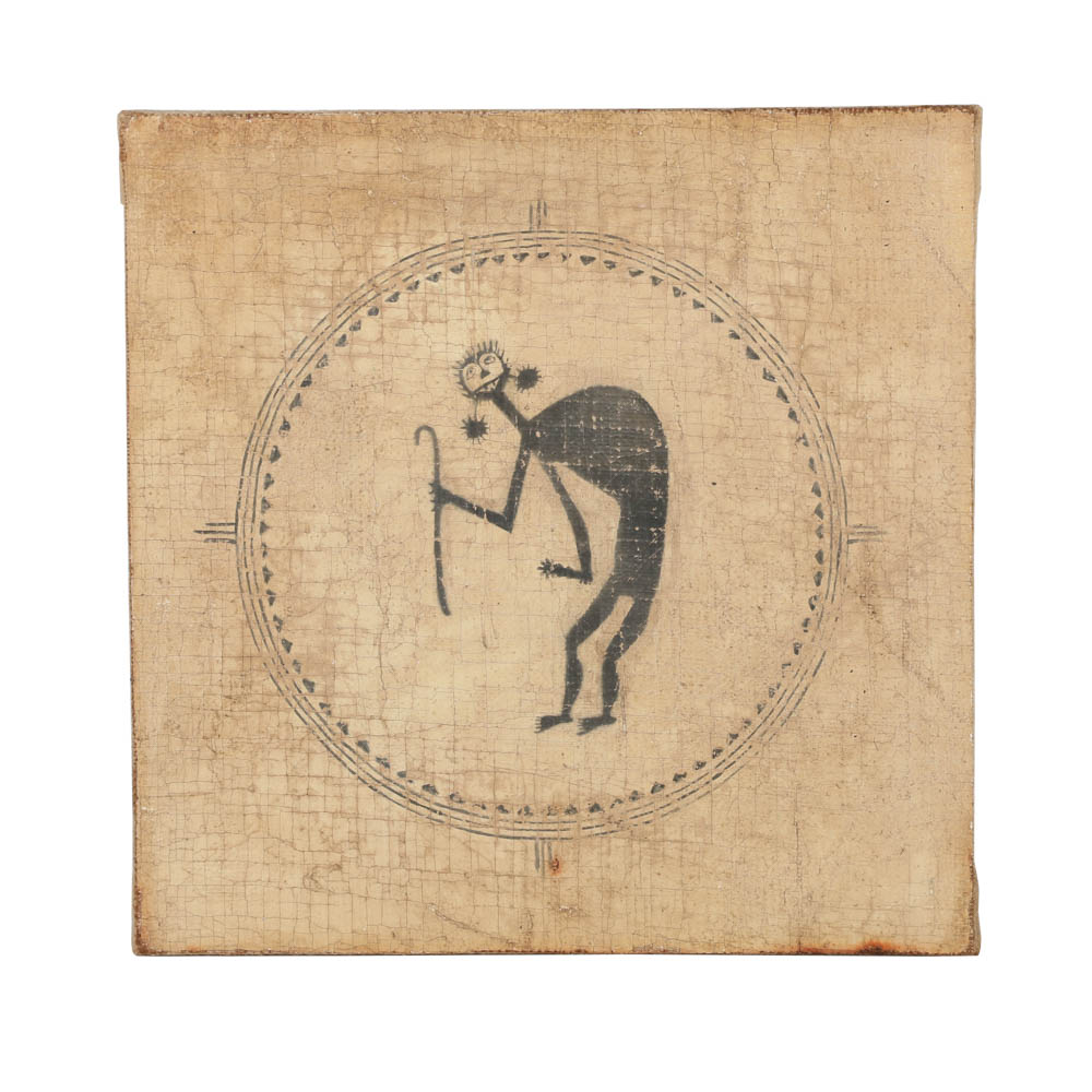 Jacques Lamy Fresco Painting on Burlap of a Figural Emblem